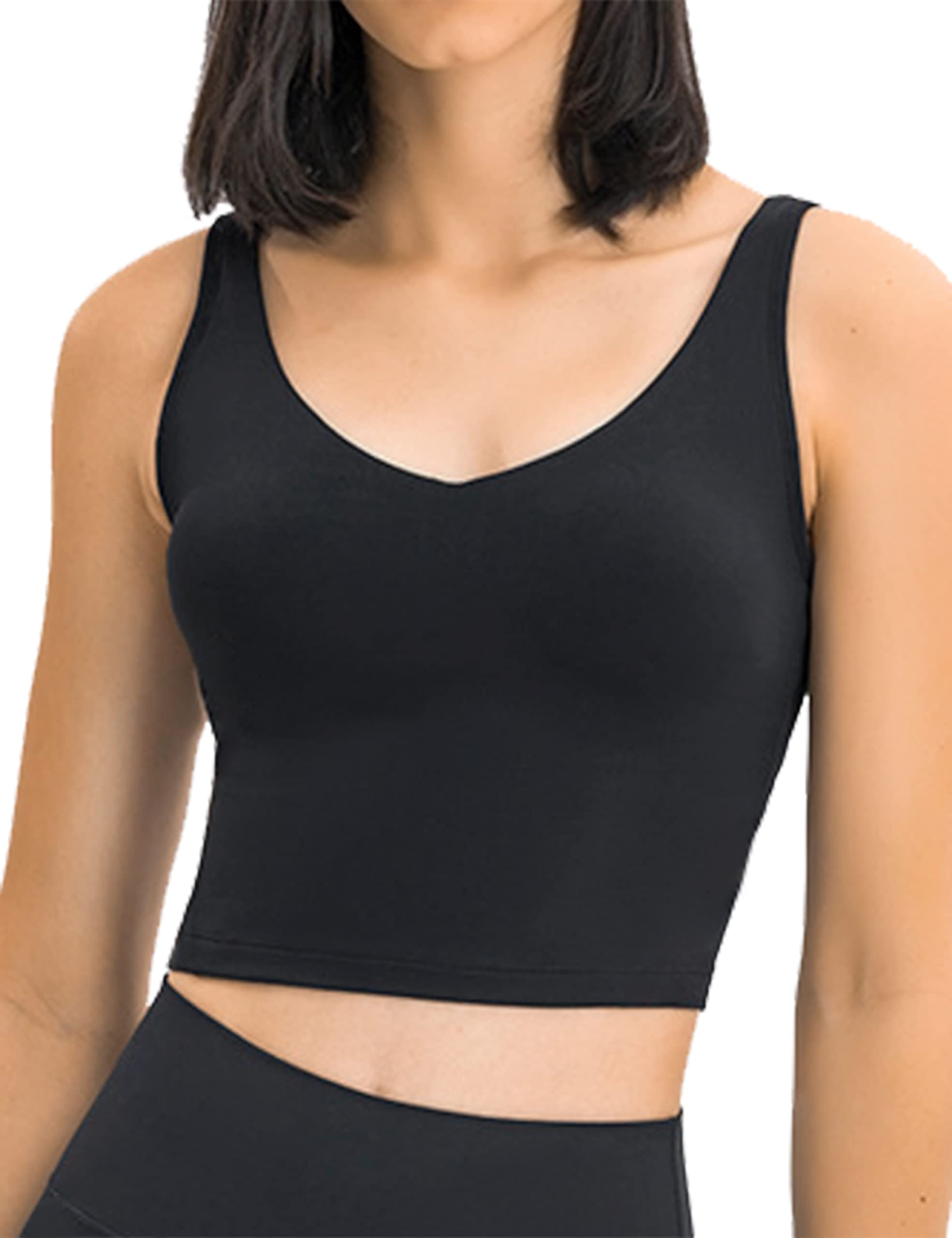 POSHDIVAH Women's Longline Sports Bra - Padded Workout Tank Top for Running, Yoga & Fitness - Naked Feeling Comfort - Perfect for Gym, Training & Active Lifestyle