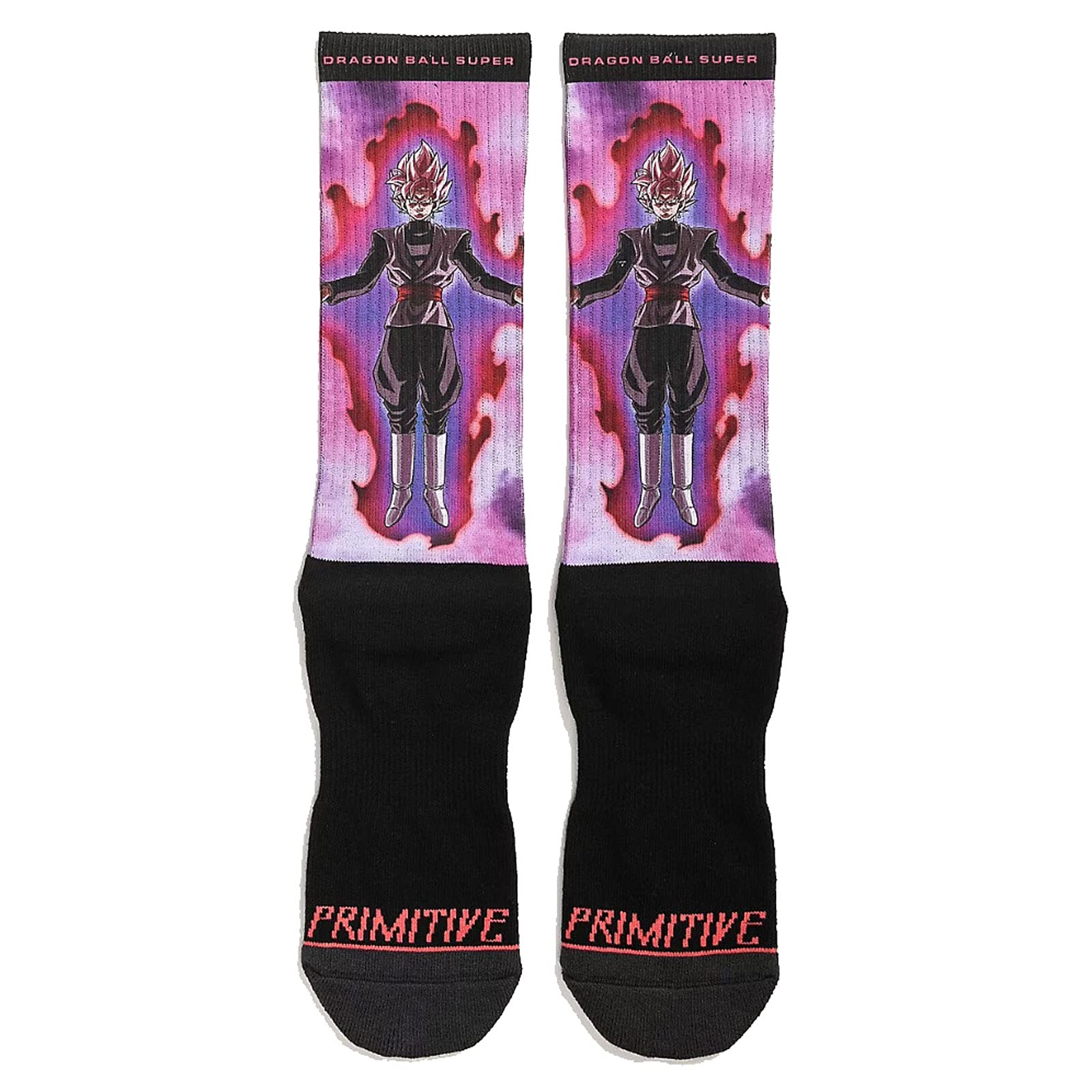 Primitive x Dragon Ball Super Goku Black Rose Anime Socks - Black Cotton Crew Socks for Men & Women - Perfect for Cosplay, Gift Giving & Anime Lovers