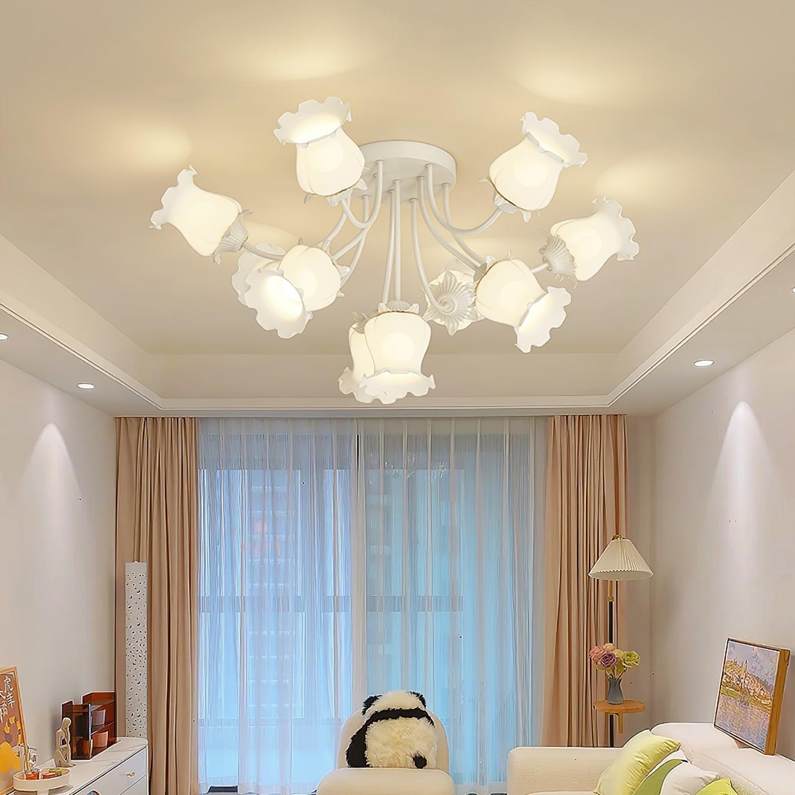 Modern Floral Ceiling Light Fixture - Elegant Garden Flower Chandelier for Living Room, Bedroom & Dining Room Decor - Perfect for Home, Office & Wedding Venue Lighting