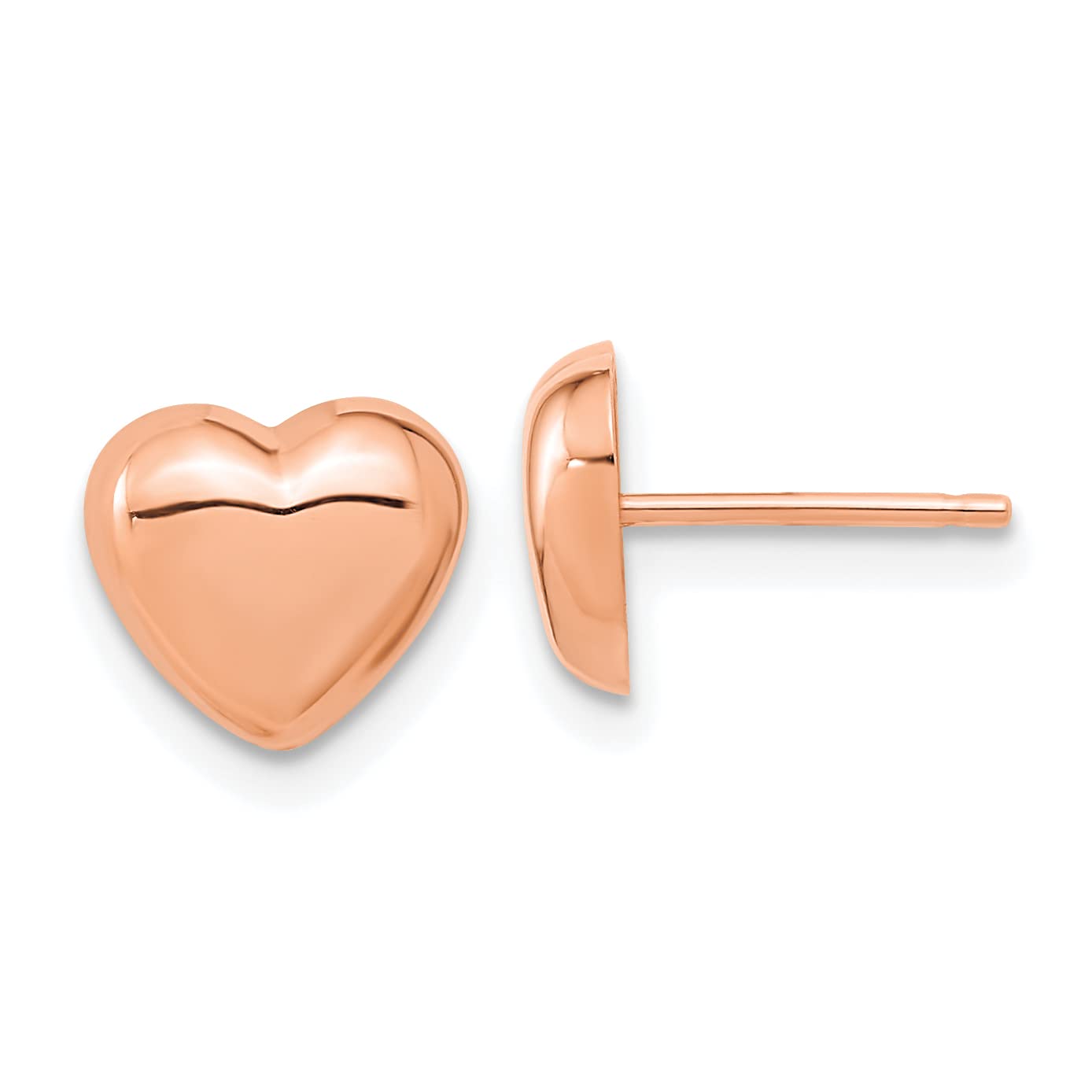 14K Rose Gold Heart Stud Earrings for Women - 7.85mm Polished Post Earrings - Perfect for Valentine's Day, Anniversary Gifts & Everyday Elegance