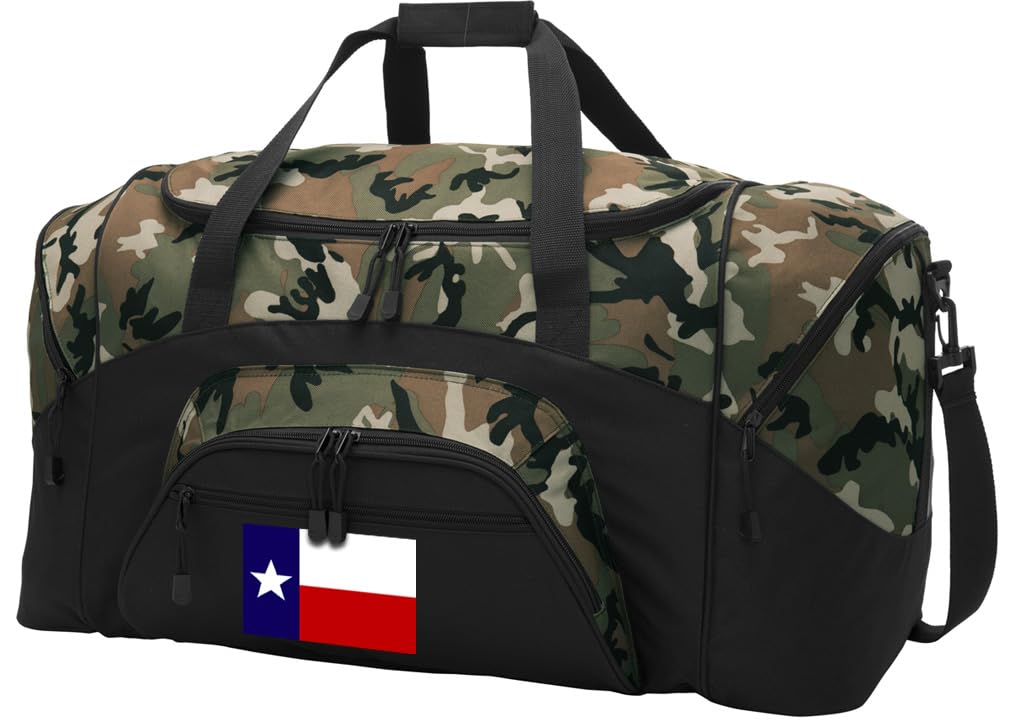 Large Camouflage Texas Flag Duffel Bag - Durable Duffle Luggage for Travel, Gym & Sports Gear | Perfect for Camping, Workouts & Outdoor Adventures