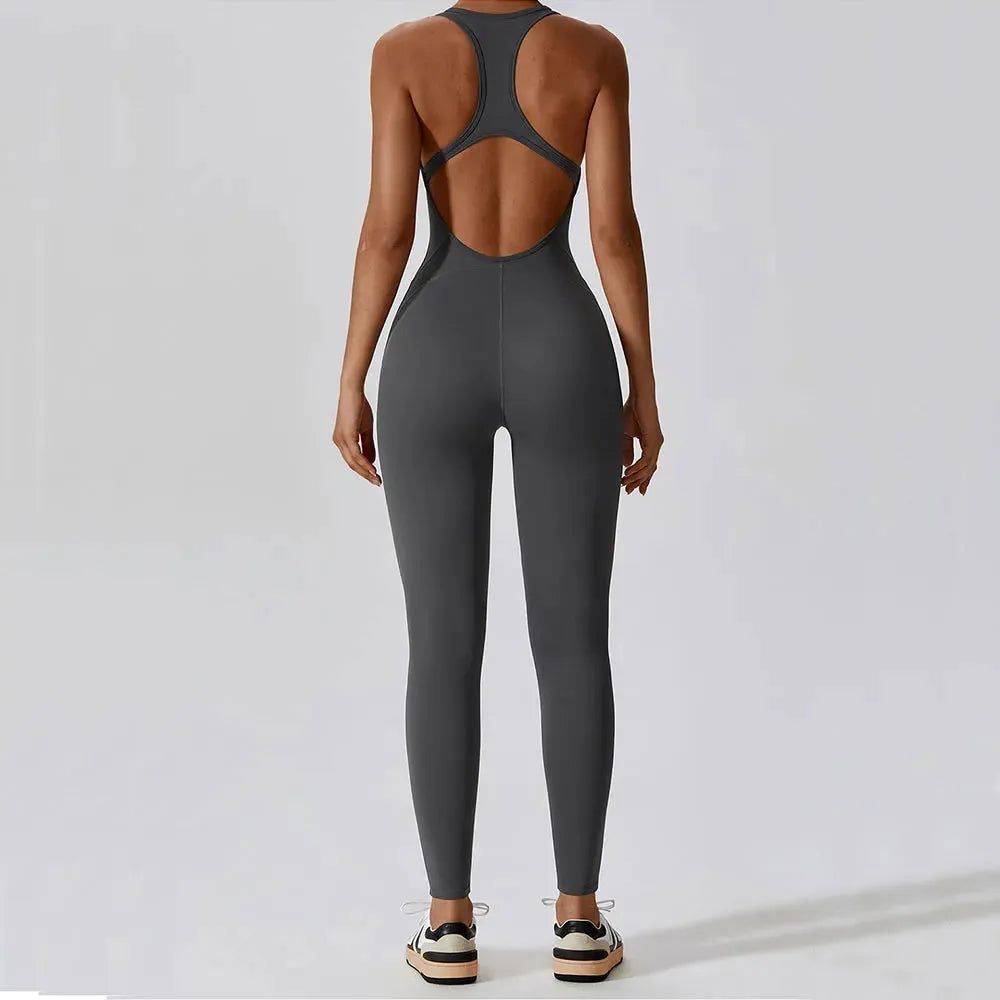 Women's Yoga Jumpsuit - Push Up Activewear Gym Outfit for Pilates & Fitness | Breathable Workout Clothes for Yoga, Running & Home Exercises