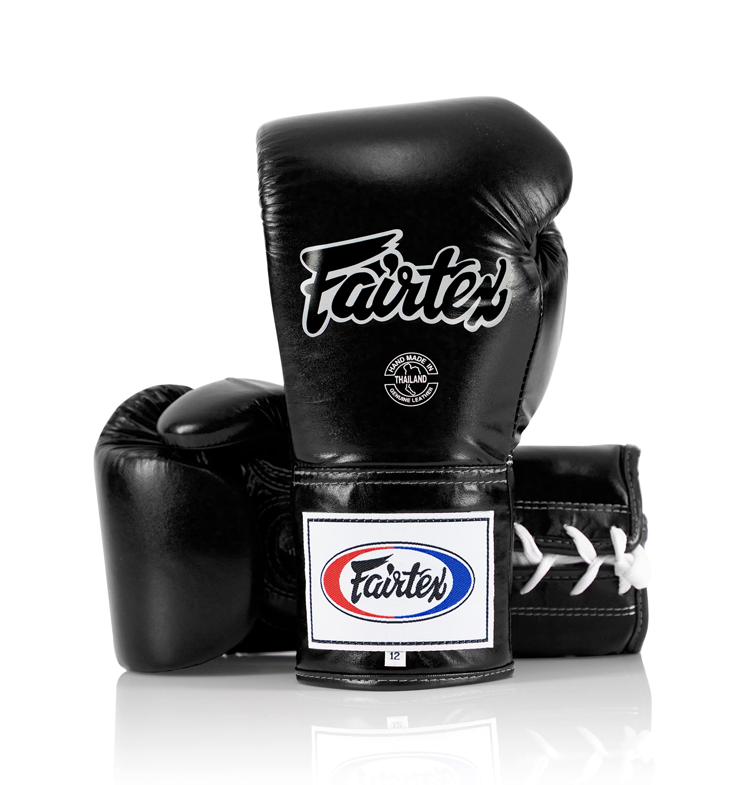 Fairtex BGL6 Handmade Leather Boxing Gloves - Locked-Thumb Design, Premium Leather, Triple-Layered Foam Padding, Lace-Up Closure for Secure Fit - Perfect for Boxing Training, MMA Sparring & Kickboxing Practice