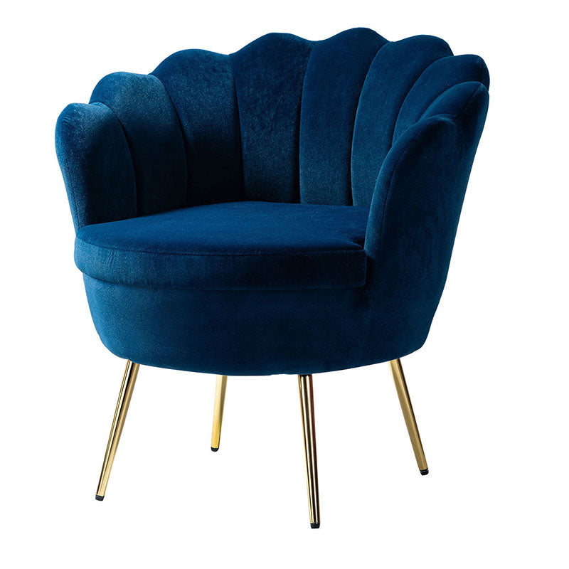Evelia Velvet Scalloped Barrel Chair - Luxurious Velvet Accent Chair with Curved Back for Living Room, Bedroom & Office - Perfect for Reading Nook, Lounge Area or Home Decor
