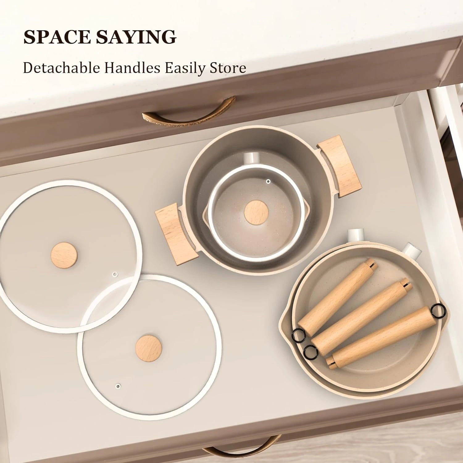 Premium Cream White Granite Nonstick Cookware Set - 10-Piece Kitchen Pots & Pans Set with Stay-Cool Handles - Perfect for Frying, Sautéing & Boiling - Ideal for Gas, Electric & Induction Stovetops - Easy Clean & Even Heat Distribution for Everyday Cooking