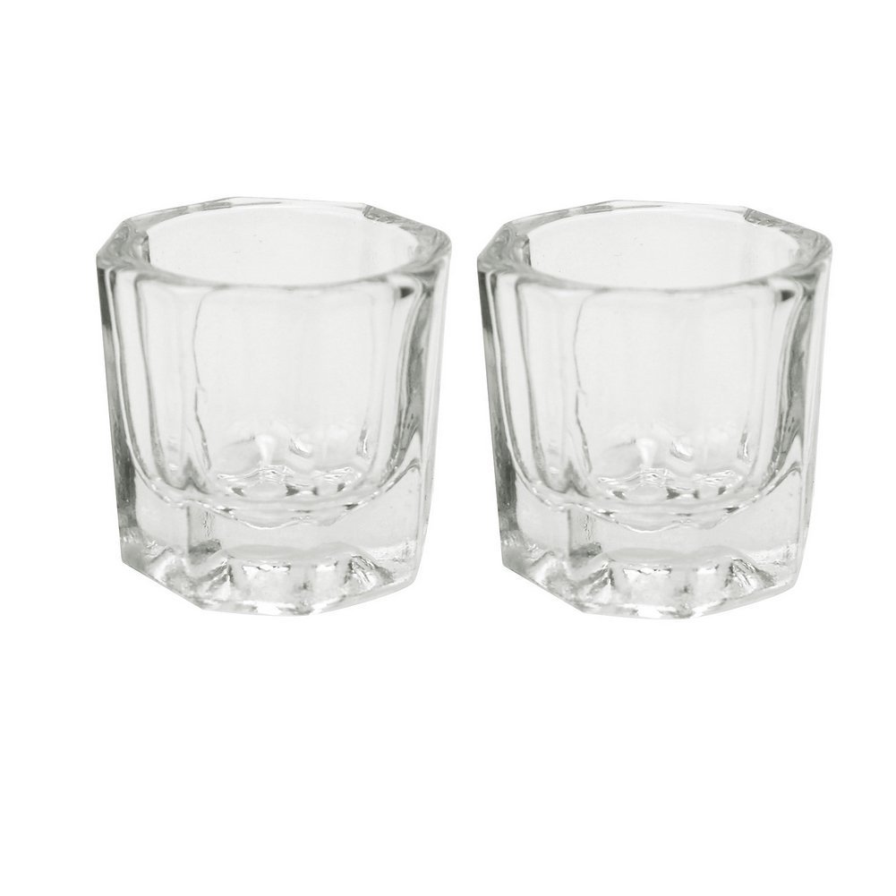 Karlash 2 Nail Art Acrylic Dappen Dish - Crystal Glass Bowl for Nail Powder & Liquid | Salon & Home Use