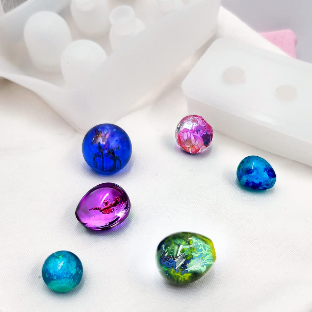 2 Pcs Silicone Resin Ball Molds for DIY Jewelry Making - Universe Sphere & Egg Shaped Epoxy Casting Molds for Pendants, Resin Crafts - Perfect for Home Decor, Gift Making & Creative Projects
