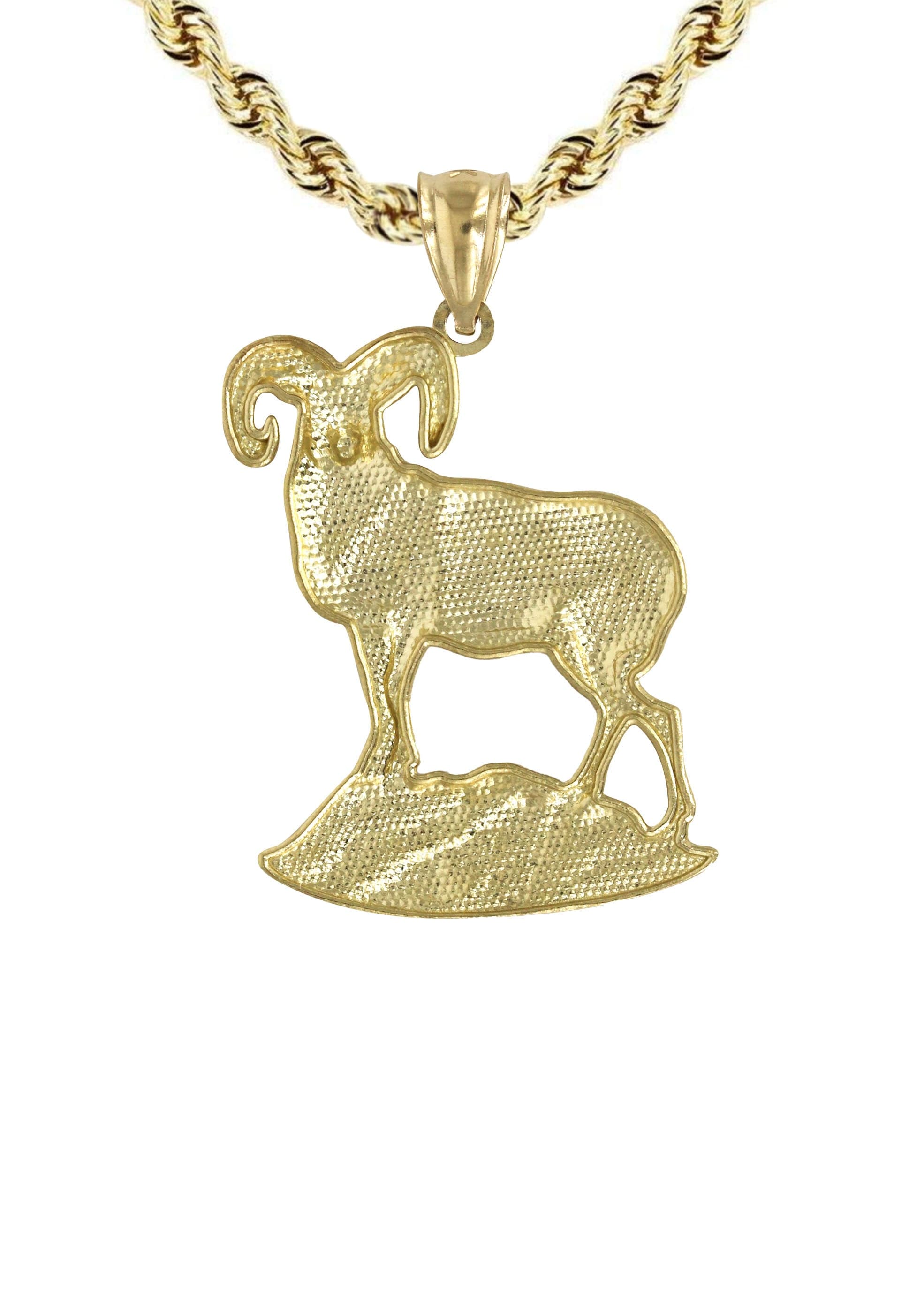 10K Yellow Gold Ram Necklace - 13.8 Grams Solid Gold Zodiac Pendant for Men & Women | Perfect for Birthday Gifts, Anniversary Presents & Spiritual Jewelry