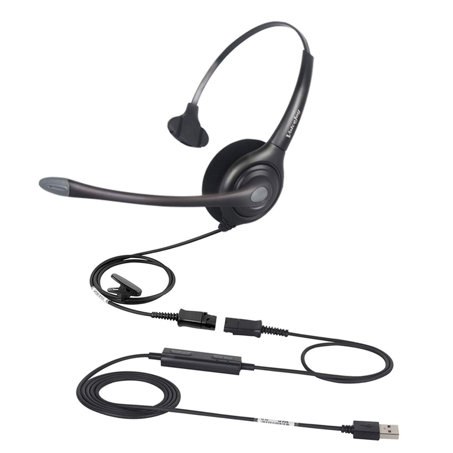 VoiceJoy USB Noise Cancelling Headphone with Quick Disconnect Adapter - Office Headset for Laptop, PC, Skype, Zoom, Webinar & Call Center | Perfect for Remote Work & Online Meetings