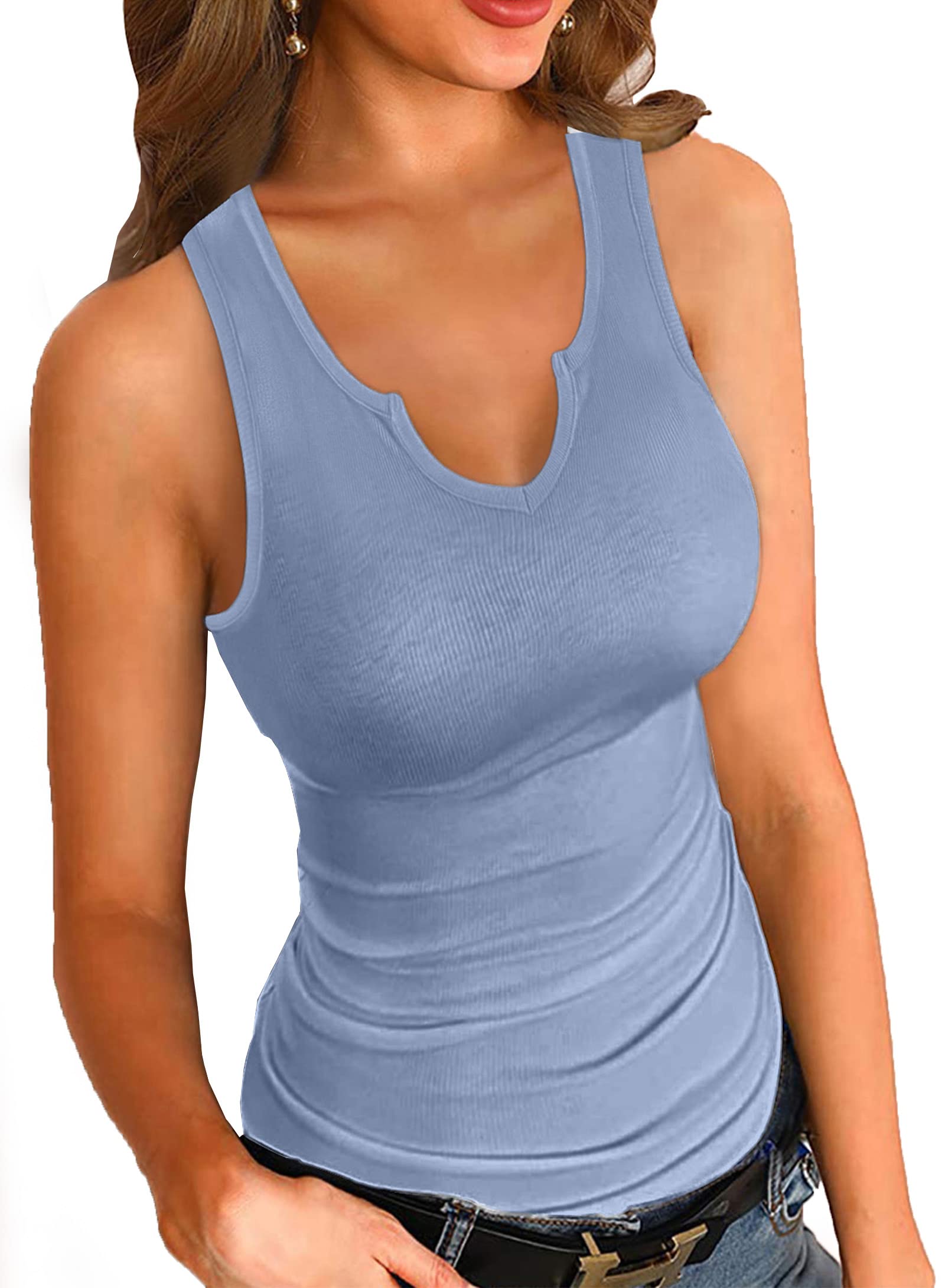 VICHYIE Women's Ribbed Slim Fit Tank Tops - Sleeveless Summer Shirts for Casual Wear, Gym, and Beach Outfits