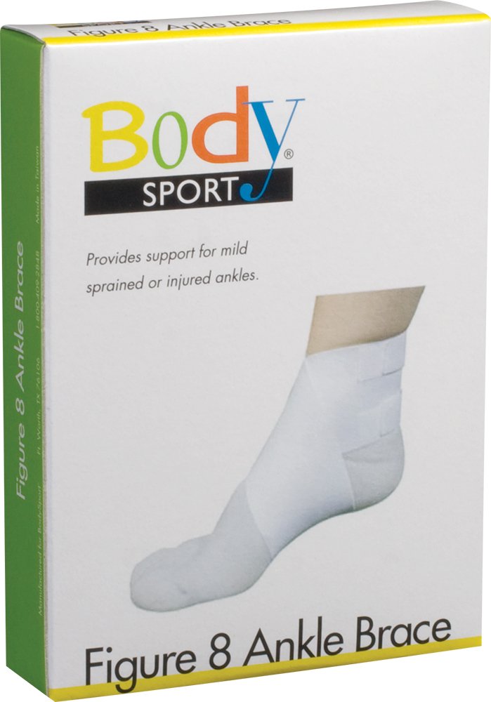 Body Sport Figure 8 Elastic Ankle Brace Support - Adjustable Compression Wrap for Sprains, Injuries & Pain Relief - Ideal for Running, Basketball & Workout Recovery