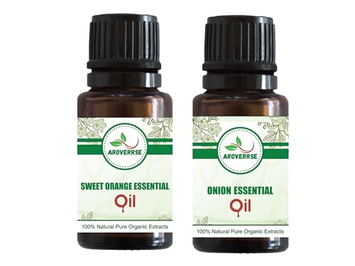 100% Pure Organic Sweet Orange & Onion Essential Oil (30ml, Pack of 2) - Cold Pressed, Natural Hydration for Dry Skin & Acne Prone Skin, Hair Nourishment - Perfect for Aromatherapy, Massage & DIY Beauty Products
