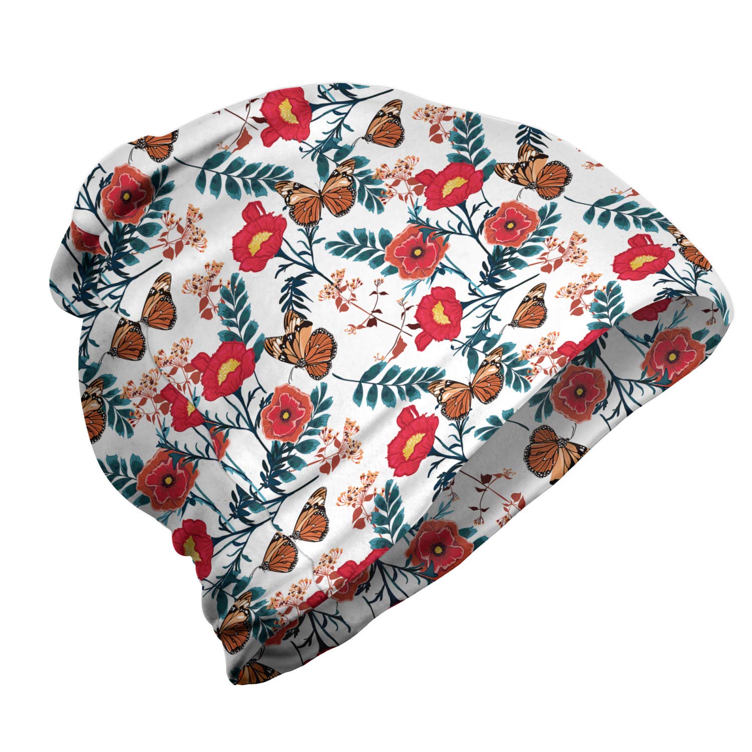 Ambesonne Unisex Beanie - Stylish Knit Winter Hat with Dramatic Garden Art Print for Men & Women - Perfect for Hiking, Camping, and Outdoor Winter Activities