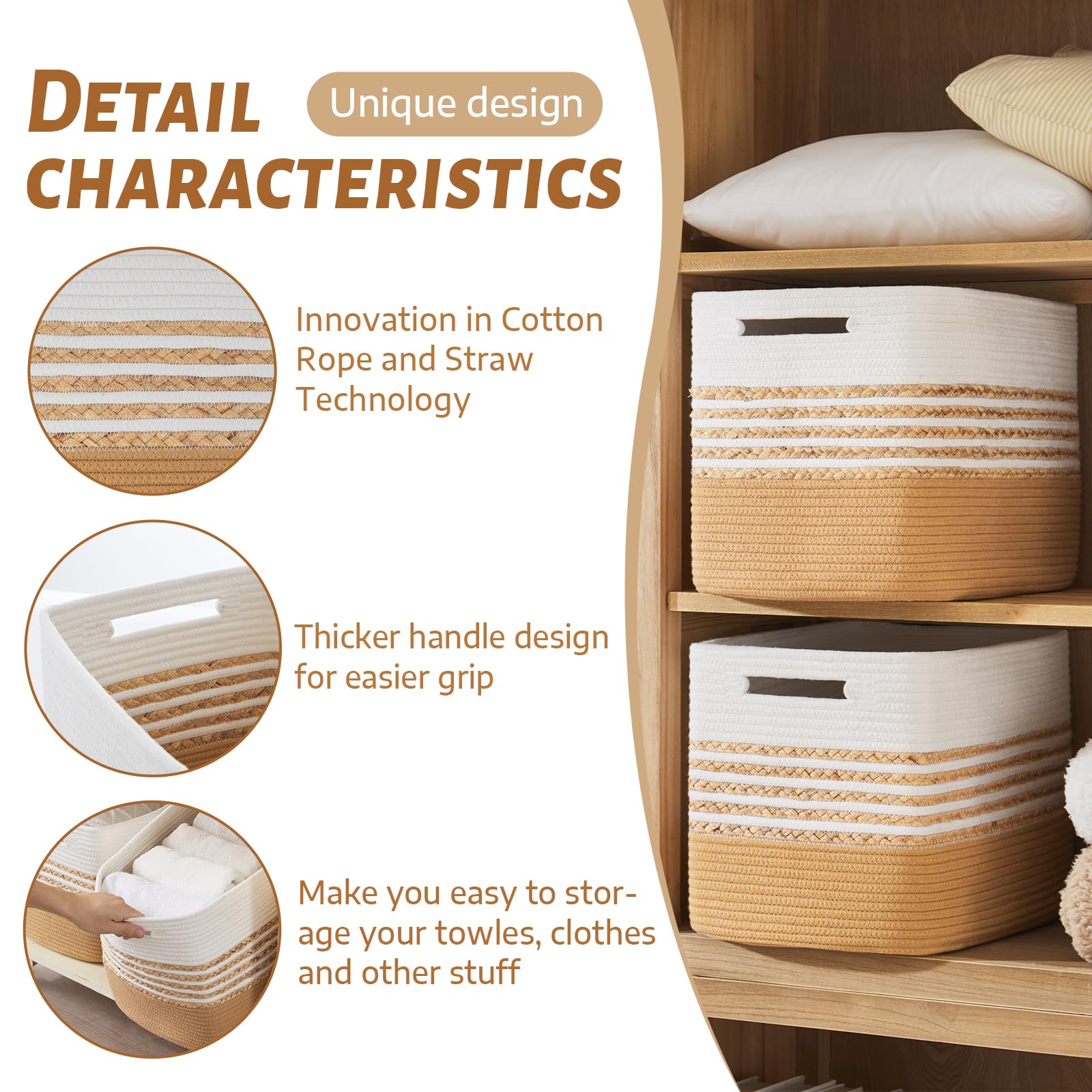 2-Pack Large Storage Baskets - Organizer for Closet, Laundry & Toys | Home & Bedroom Use