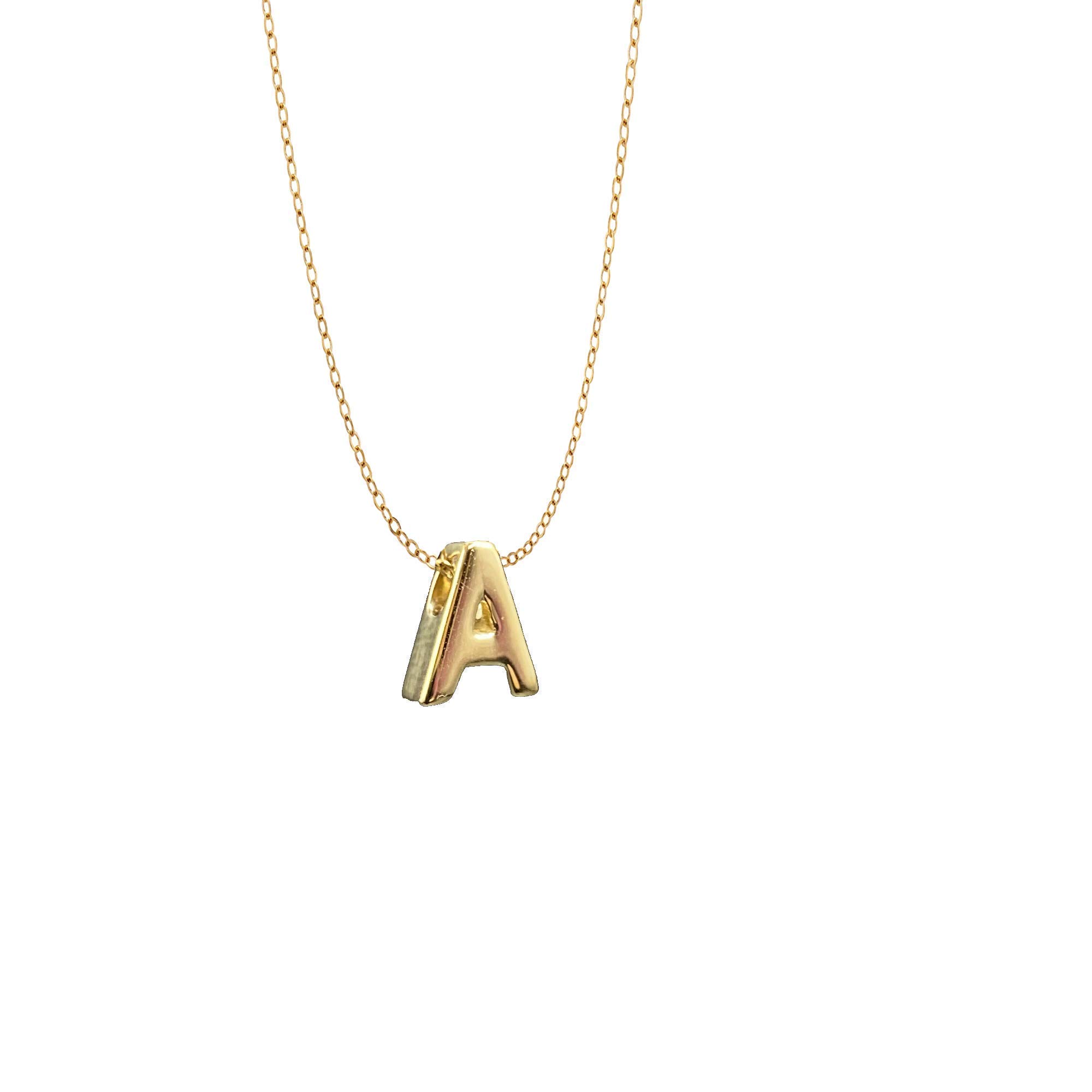 Initial Slide Necklace A - Personalized Name Necklace for Women, Dainty Gold Pendant Jewelry Gift for Her - Perfect for Birthdays, Anniversaries & Everyday Wear