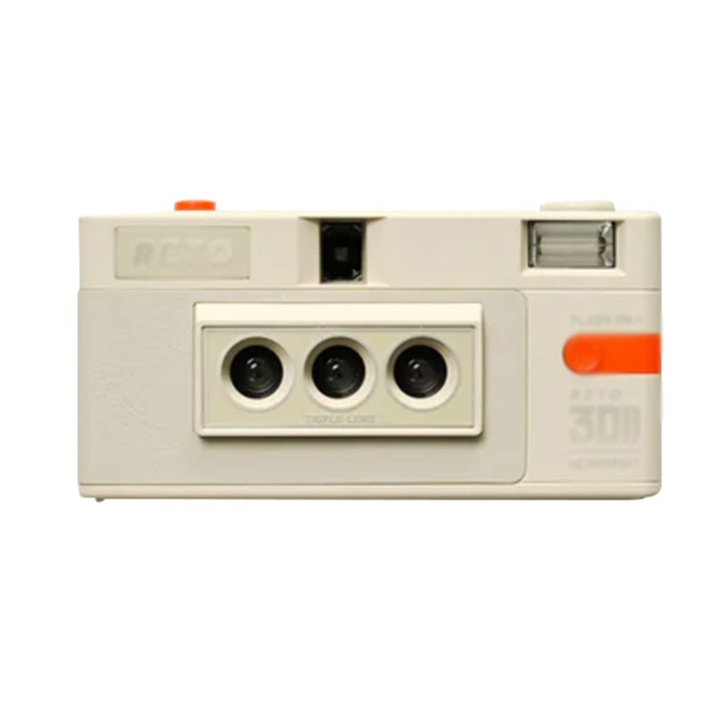 ZXNQ 3D Film Camera with Built-in Flash - 35mm Reusable Dimensional Vintage Camera (White) | Perfect for Travel Photography, Parties & Creative Shooting