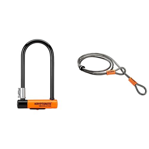 Kryptonite Evolution Standard Bike U-Lock - 14mm Heavy Duty Anti-Theft Bicycle Lock for Bicycles & Scooters with 7' KryptoFlex Security Cable | High Security Outdoor Bike Parking, Commuting & Urban Cycling Protection
