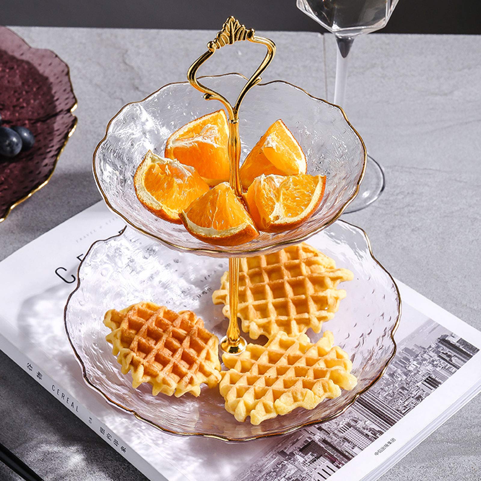 2-Tier Stackable Fruit Bowl Set - 20cm Multi-Layer Serving Tray for Fruits, Snacks & Desserts | Perfect for Kitchen Counter, Dining Table & Party Display