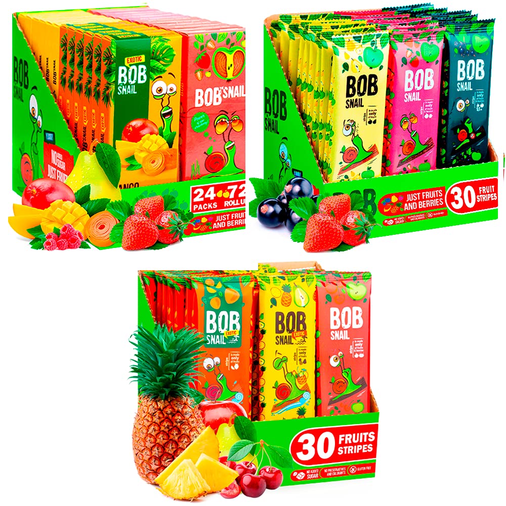 BOB SNAIL Healthy Fruit Snacks for Adults & Kids - Gluten Free, Non-GMO, Vegan Dried Fruit Mix - Perfect for School Lunches, Office Snacks & Road Trips
