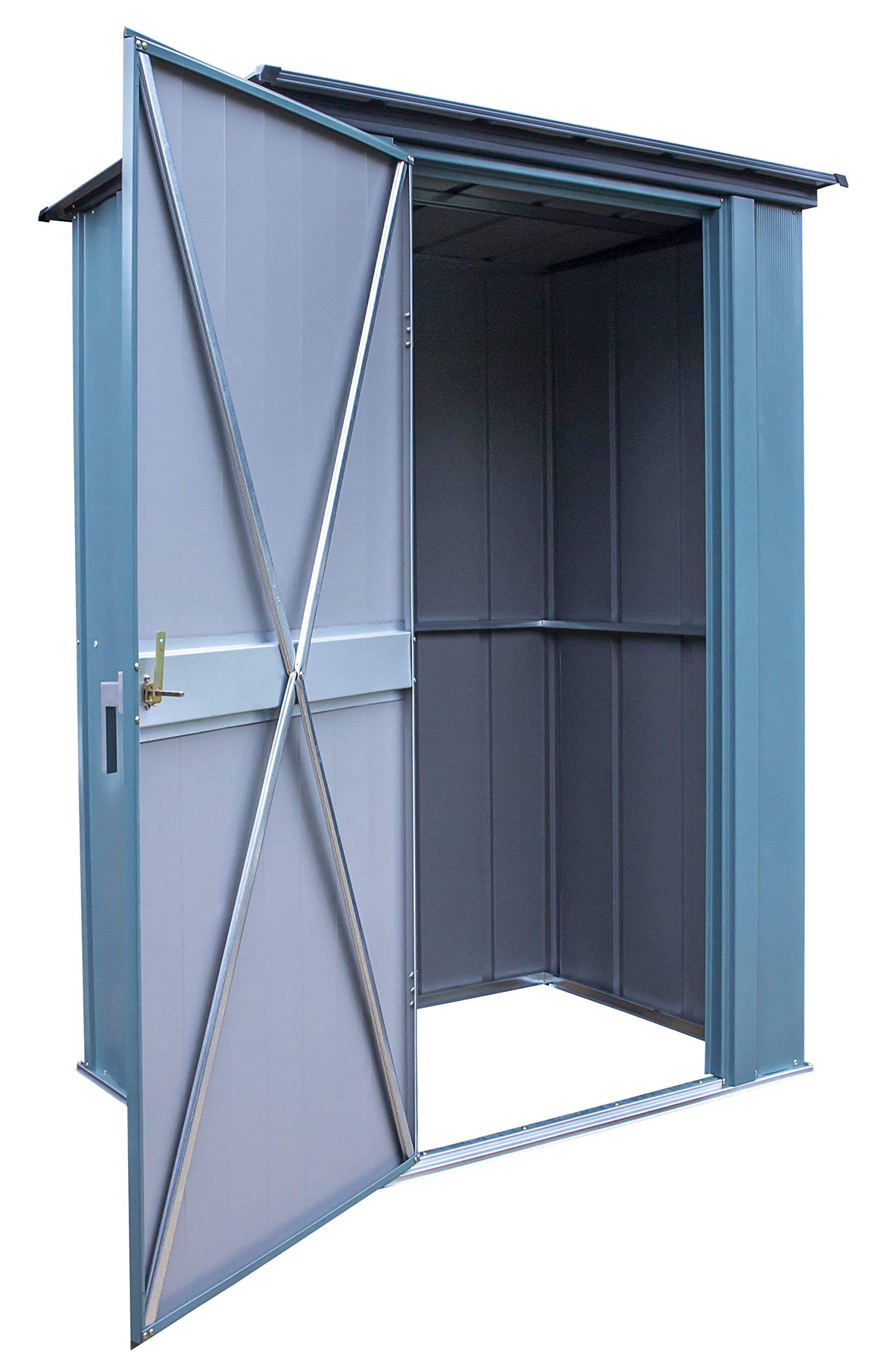 Spacemaker 4' x 3' Compact Outdoor Metal Storage Shed Kit - Weather-Resistant Backyard, Patio & Garden Organizer (Juniper Berry) | Perfect for Storing Lawn Tools, Pool Supplies & Outdoor Equipment