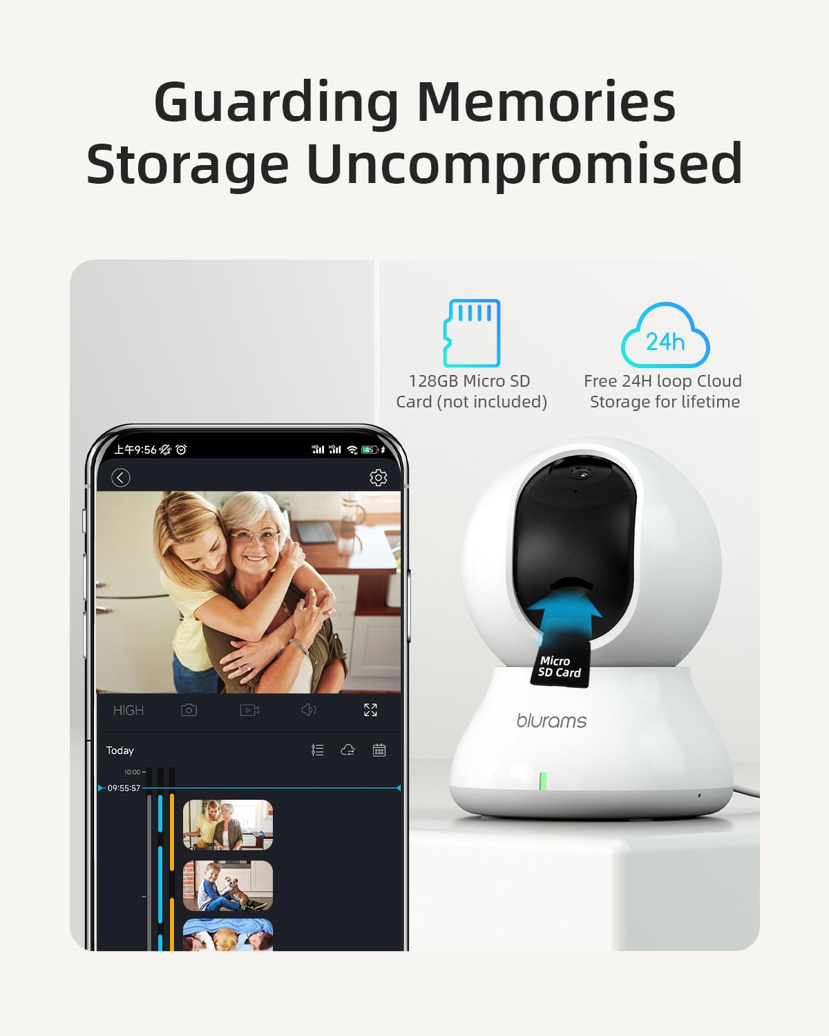 Blurams 2K Indoor Security Camera with 360° PTZ, 5GHz/2.4GHz Dual-Band WiFi, Motion Tracking, 2-Way Audio, IR Night Vision & Siren - Pet Monitoring & Home Security Camera for Dogs, Cats & Baby Safety (Cloud/SD Storage) - Perfect for Nursery, Living Room & Office Surveillance