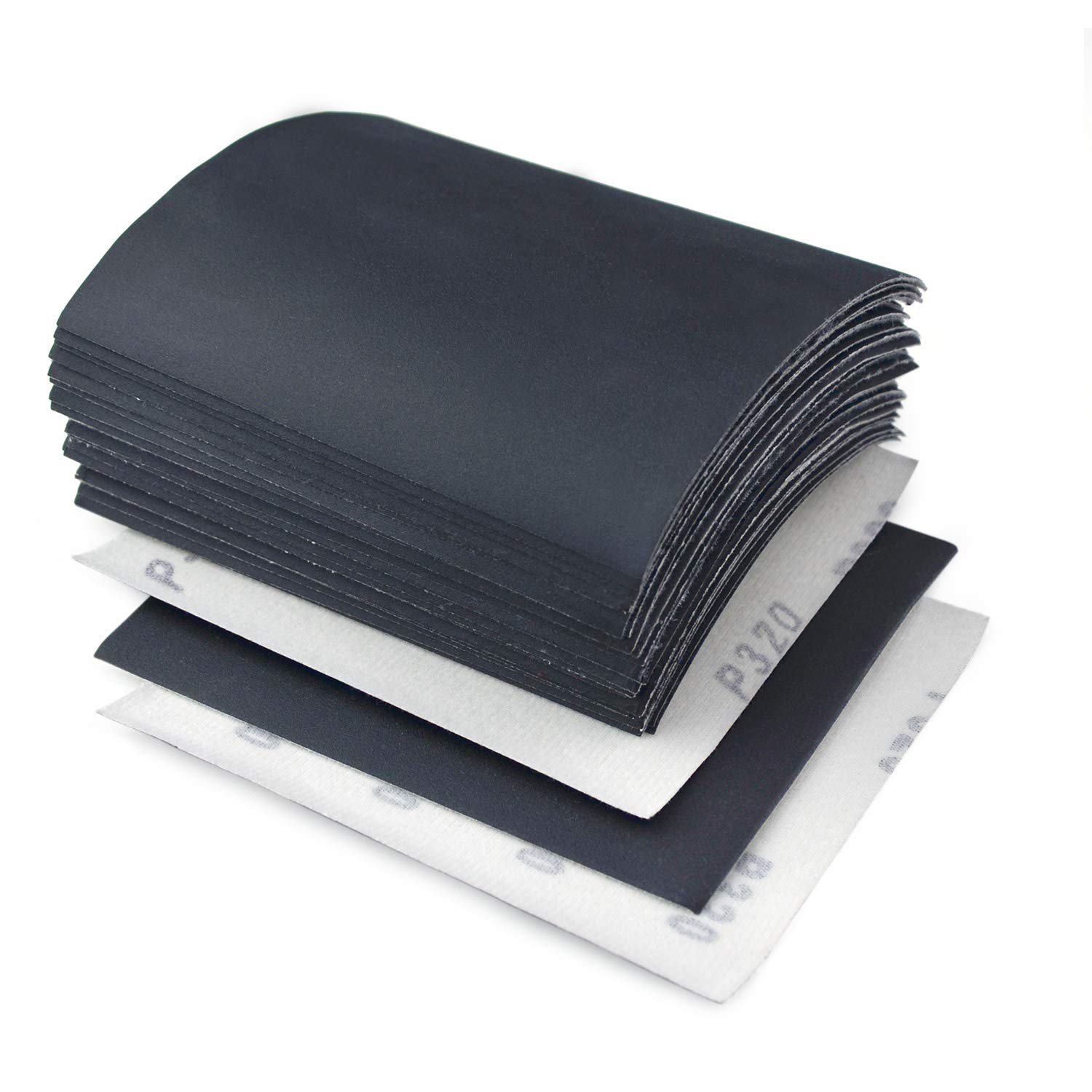 320 Grit 1/4 Sheet Sandpaper - 30 Pack Hook & Loop or Clip On Sanding Sheets - 5.5