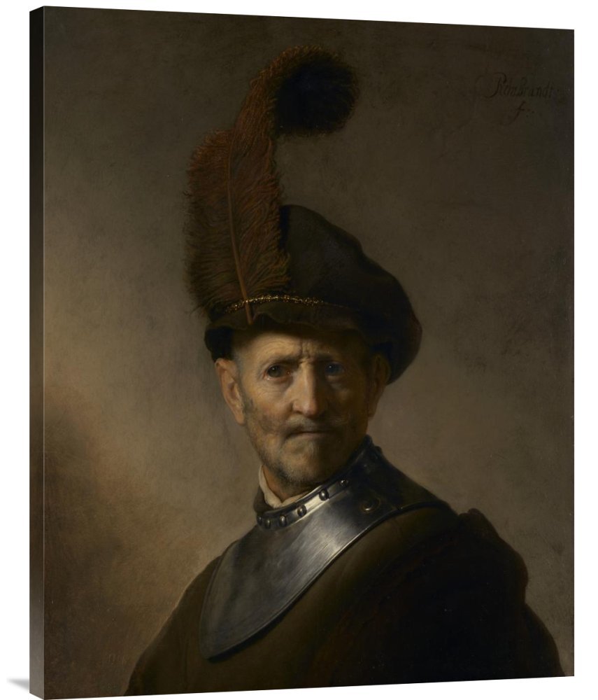 Rembrandt Van Rijn Old Man in Military Costume Canvas Wall Art Print - Gallery Wrapped Giclee Reproduction - Perfect for Living Room, Bedroom & Office Decor