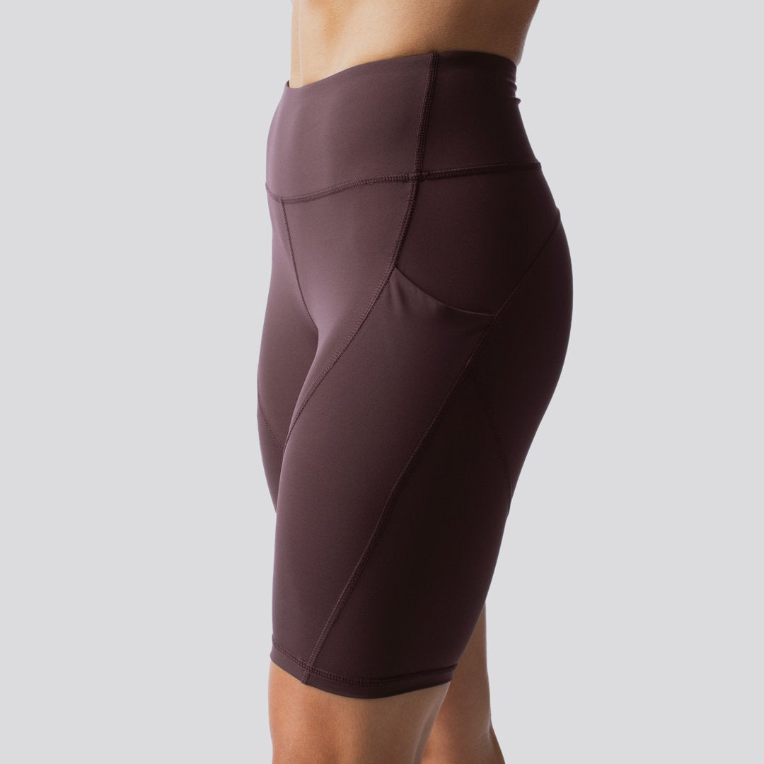Cadence Women's Deep Plum Shorts - High Waisted Athletic Running Shorts for Workout, Yoga & Gym - Comfortable Breathable Activewear for Women