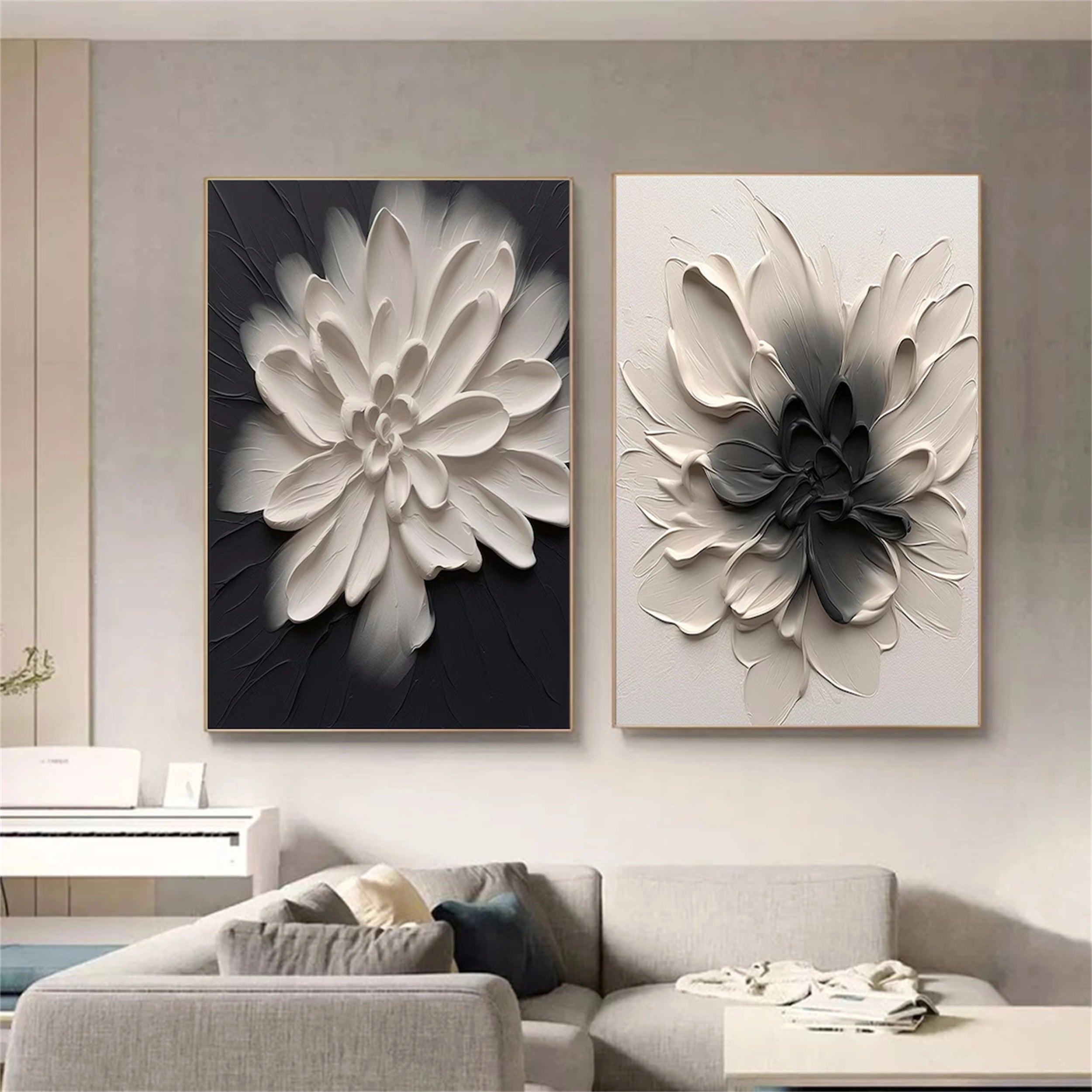 2-Piece Floral and Tree Landscape Painting Set #FT039 - Perfect for Home Decor, Office Wall Art, and Gift Ideas