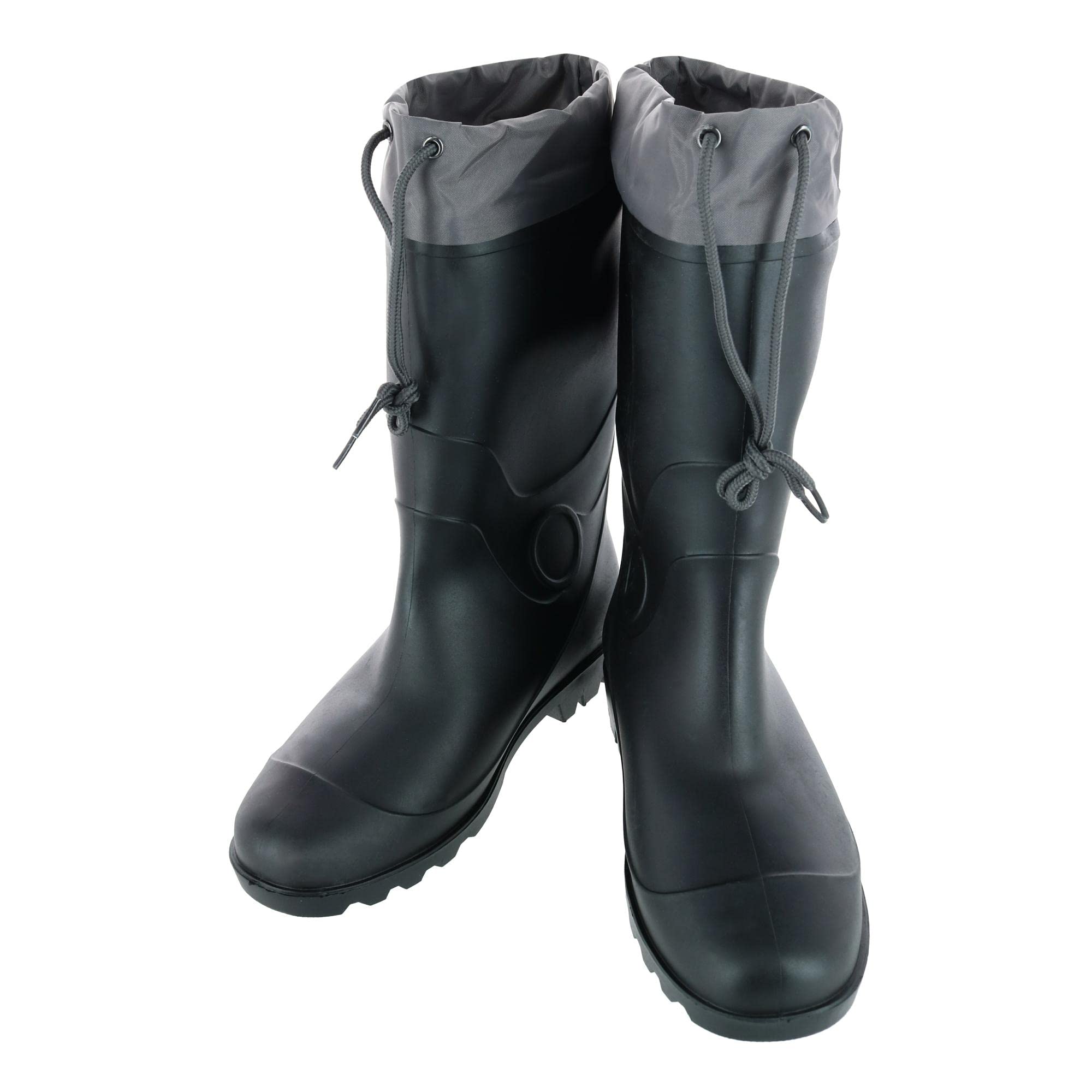 Waterproof Men's Black Rain Boots - 13.5 Inch Height with Adjustable Drawstring - Perfect for Outdoor Work, Hiking & Wet Weather Protection