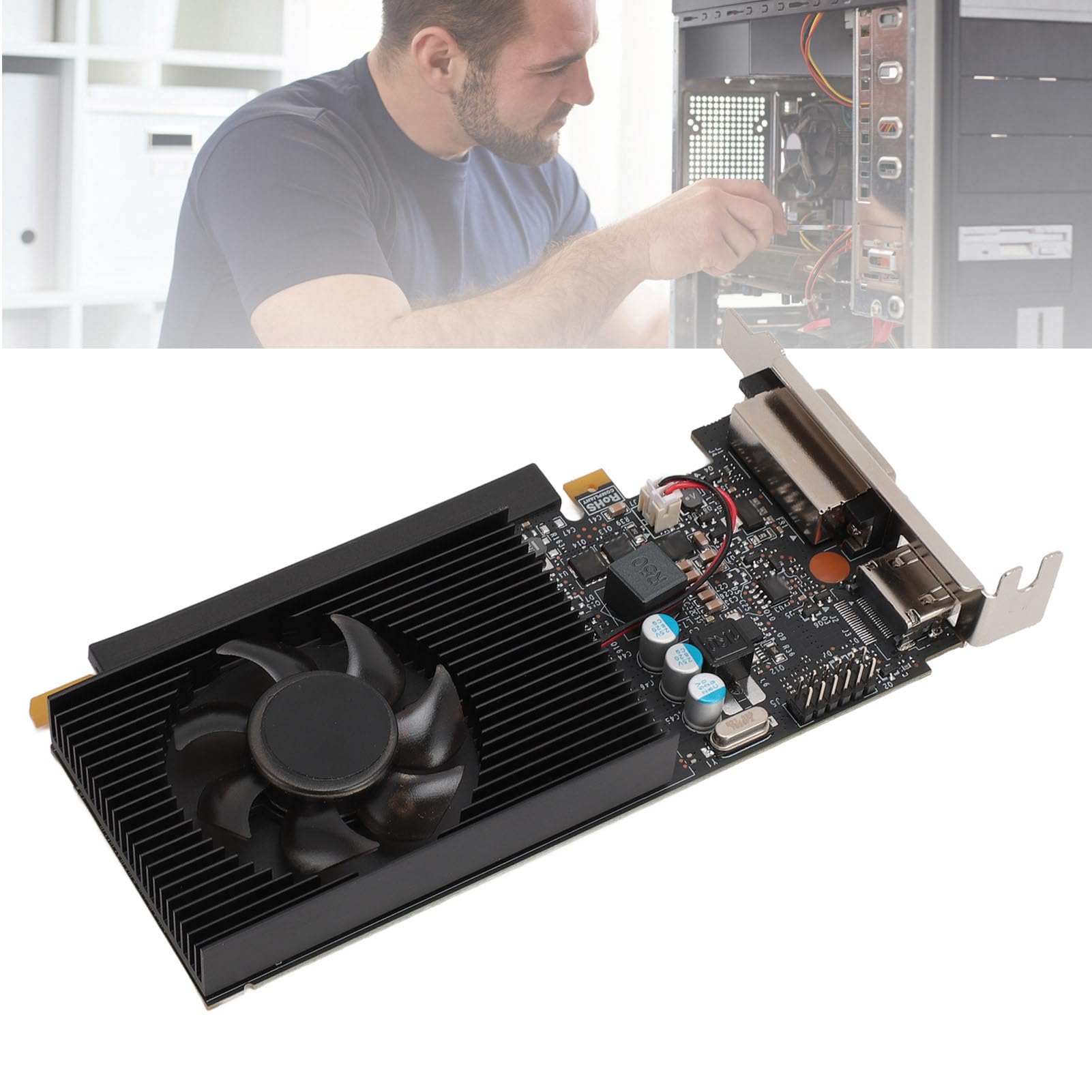 ASHATA GT730 4GB DDR3 64-Bit Gaming Graphics Card - PCI Express 2.0 x16 Video Card with Cooling Fan, DirectX 12 Support for PC Gaming & Multimedia | Perfect for Esports, Video Editing & Home Theater PCs