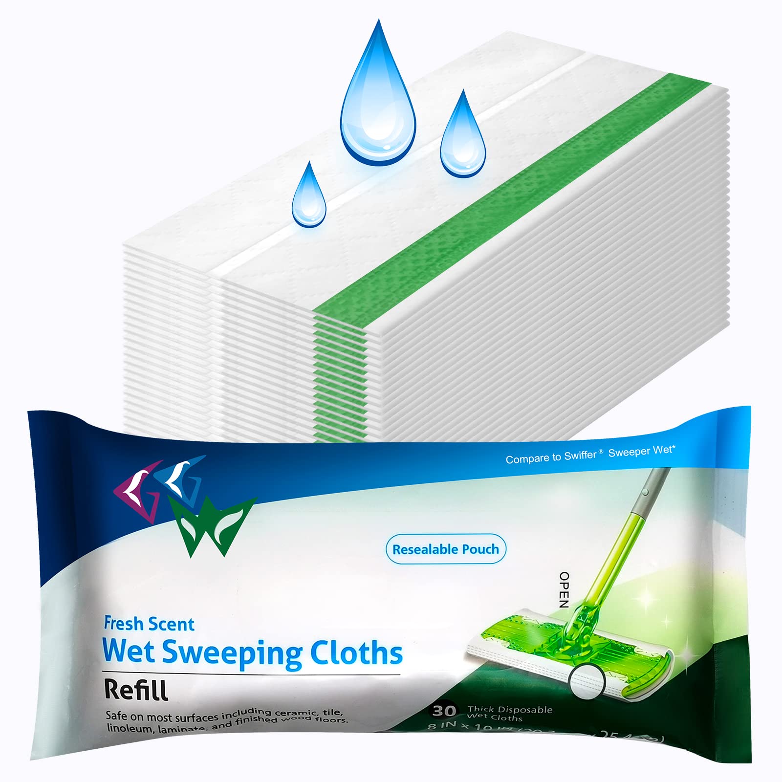Swiffer Wet Mopping Pad Refills - 30 Count, Compatible with Swiffer Sweeper Wet Pads & Wet Sweeping Cloths | Multi-Surface Cleaning for Floors, Tiles & Hardwood