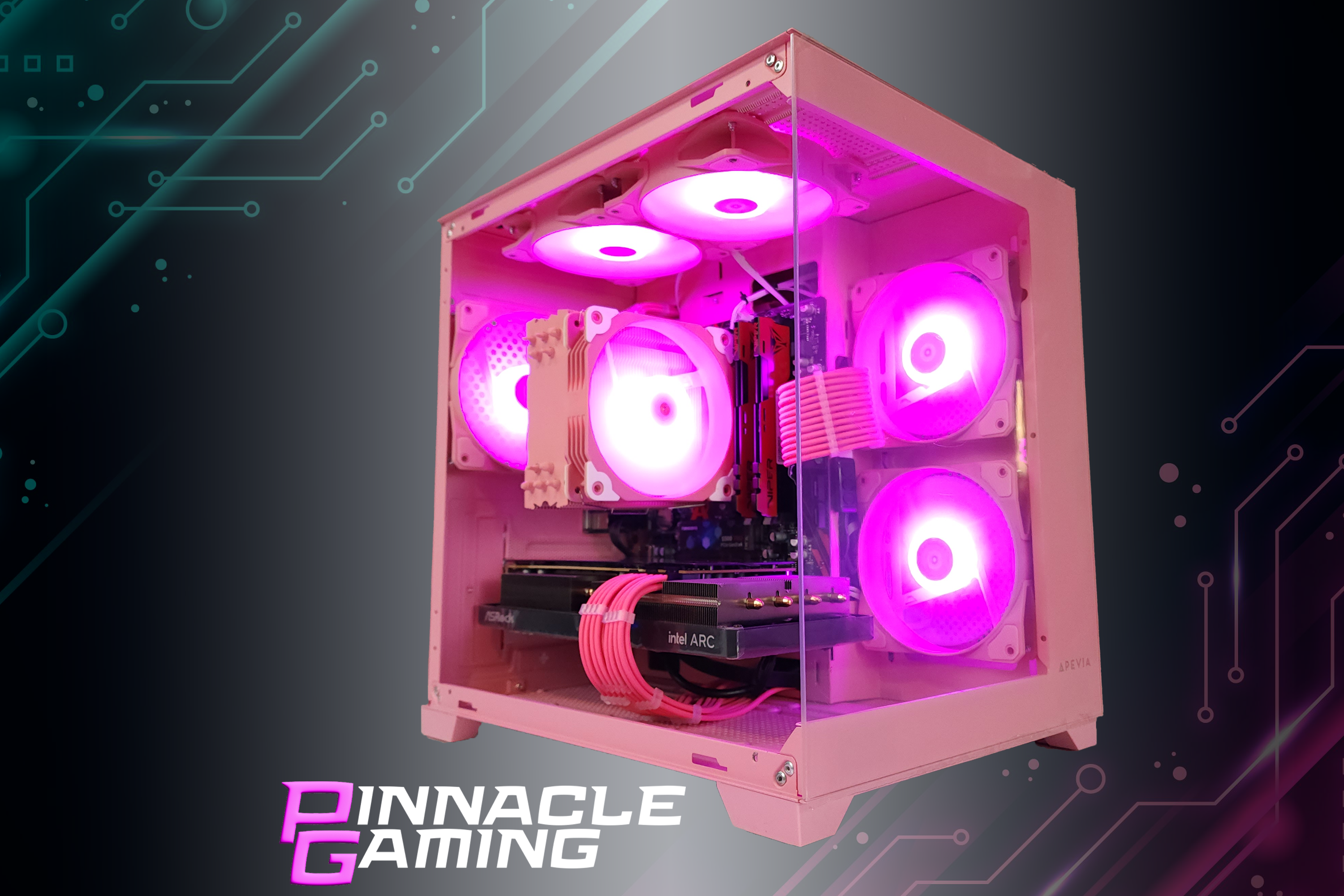 Custom Gaming Desktop PC - AMD Ryzen 5, RX 580 8GB GPU, 32GB DDR4 RAM, 2TB SSD, Pink Prism RGB Case - Perfect for Esports, Streaming & High-Performance Gaming