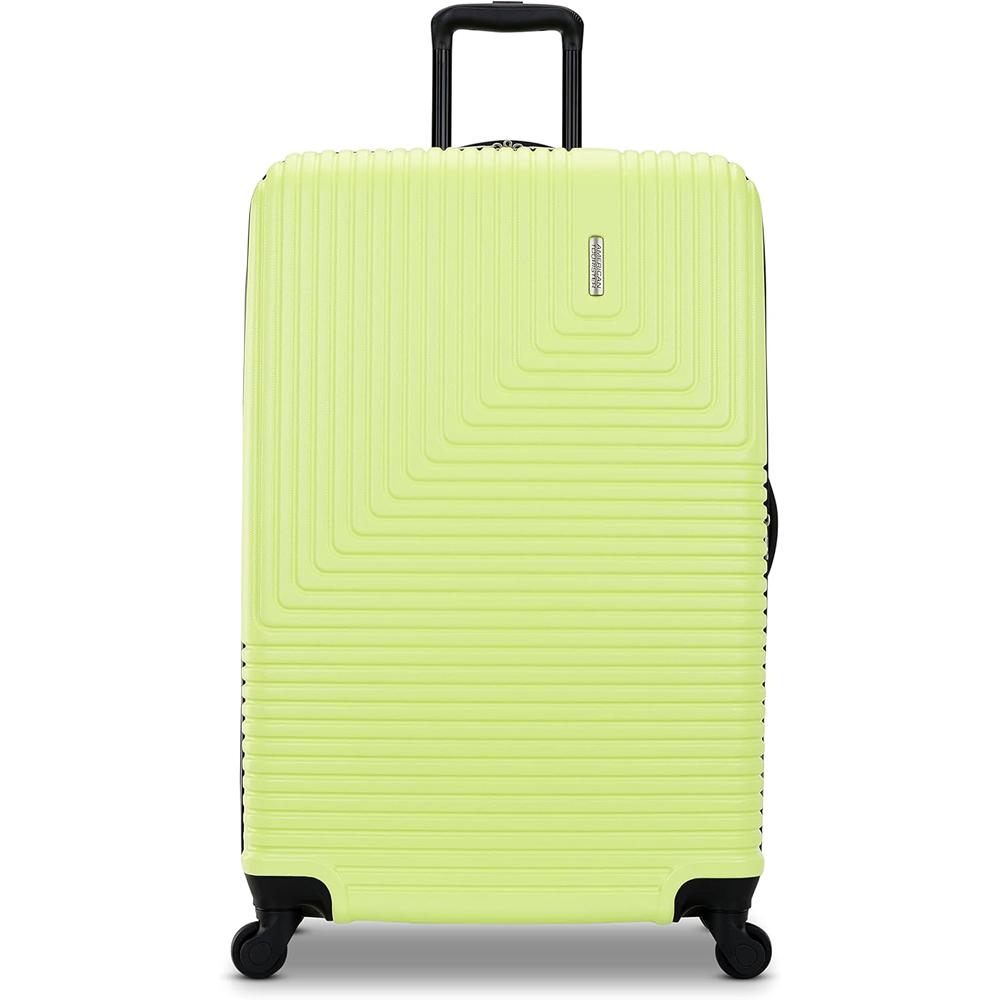 American Tourister Groove Expandable Spinner Suitcase Set - 24/28 Inch Lightweight Luggage with TSA Lock, Green + Travel Accessories Bundle | Perfect for Business Trips & Family Vacations