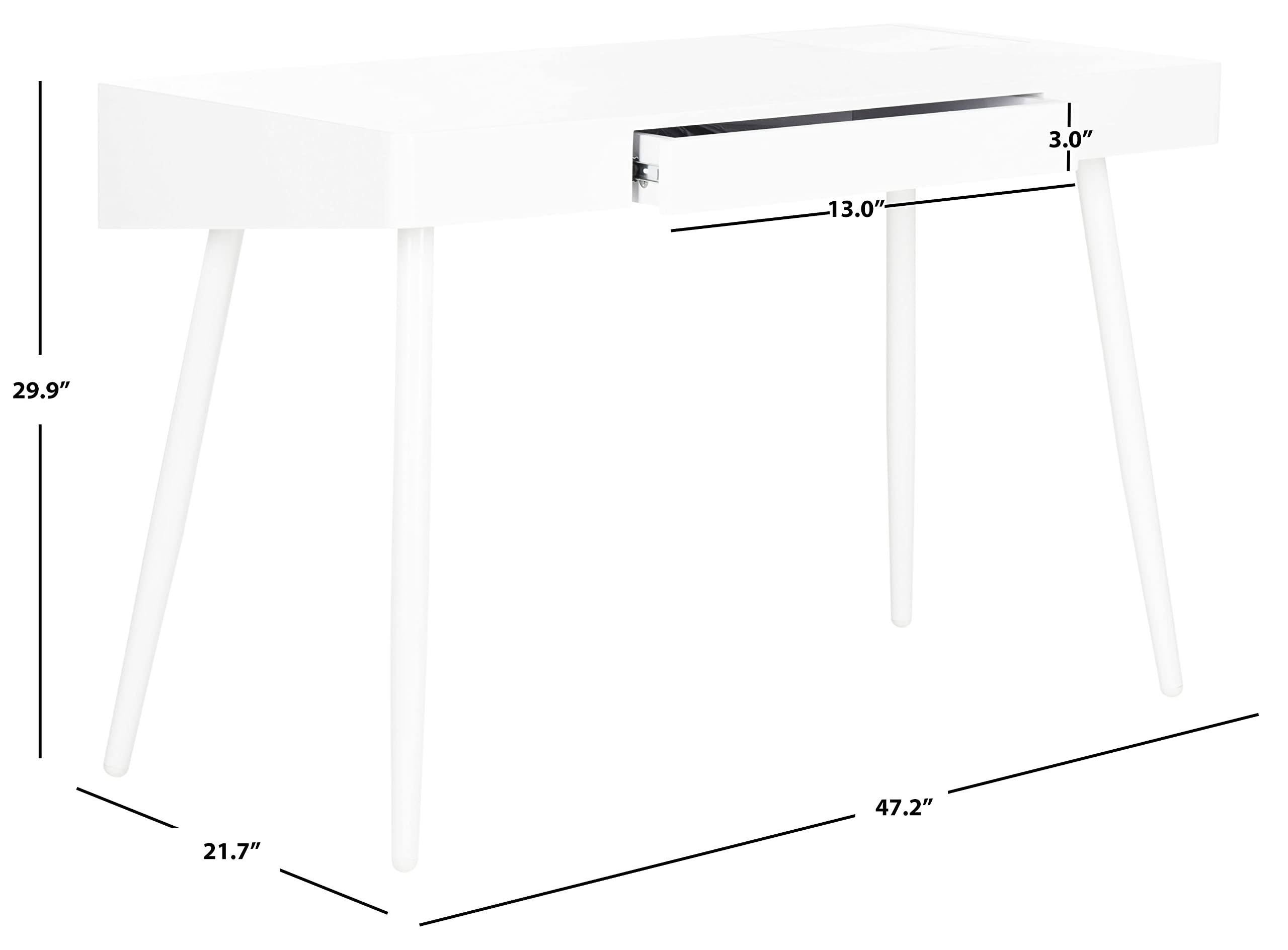 Safavieh Fadri Mid-Century Scandinavian White One-Drawer Writing Desk - Compact Home Office Desk for Small Spaces, Dorm Rooms & Modern Workspaces