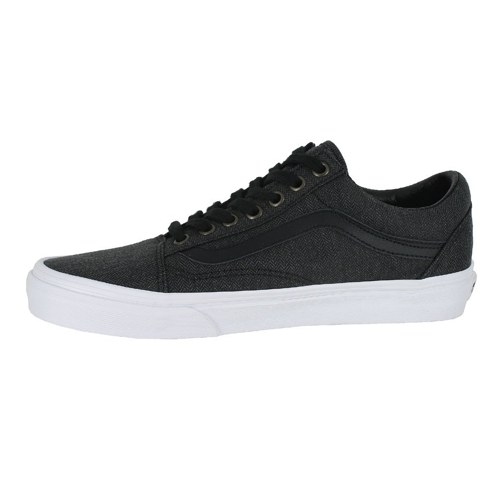 Vans Old Skool Classic Skate Shoes for Men - Herringbone Black/True White - Size 13 | Comfortable Sneakers for Skateboarding, Casual Wear & Street Fashion