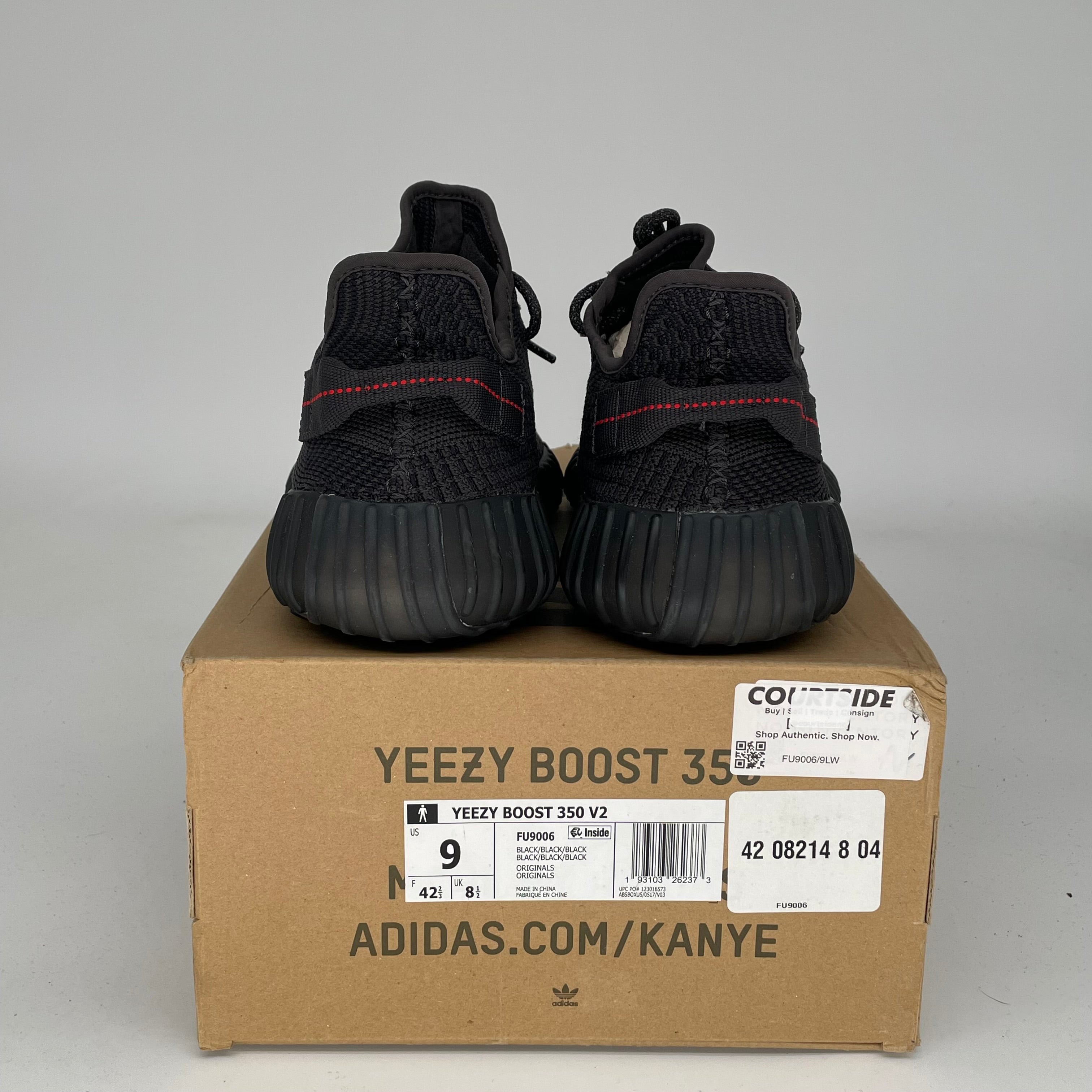 Adidas Yeezy Boost 350 V2 Black Non-Reflective Men's Running Shoes Size 9 - Style Code FU9006 | Perfect for Casual Wear, Gym & Street Fashion