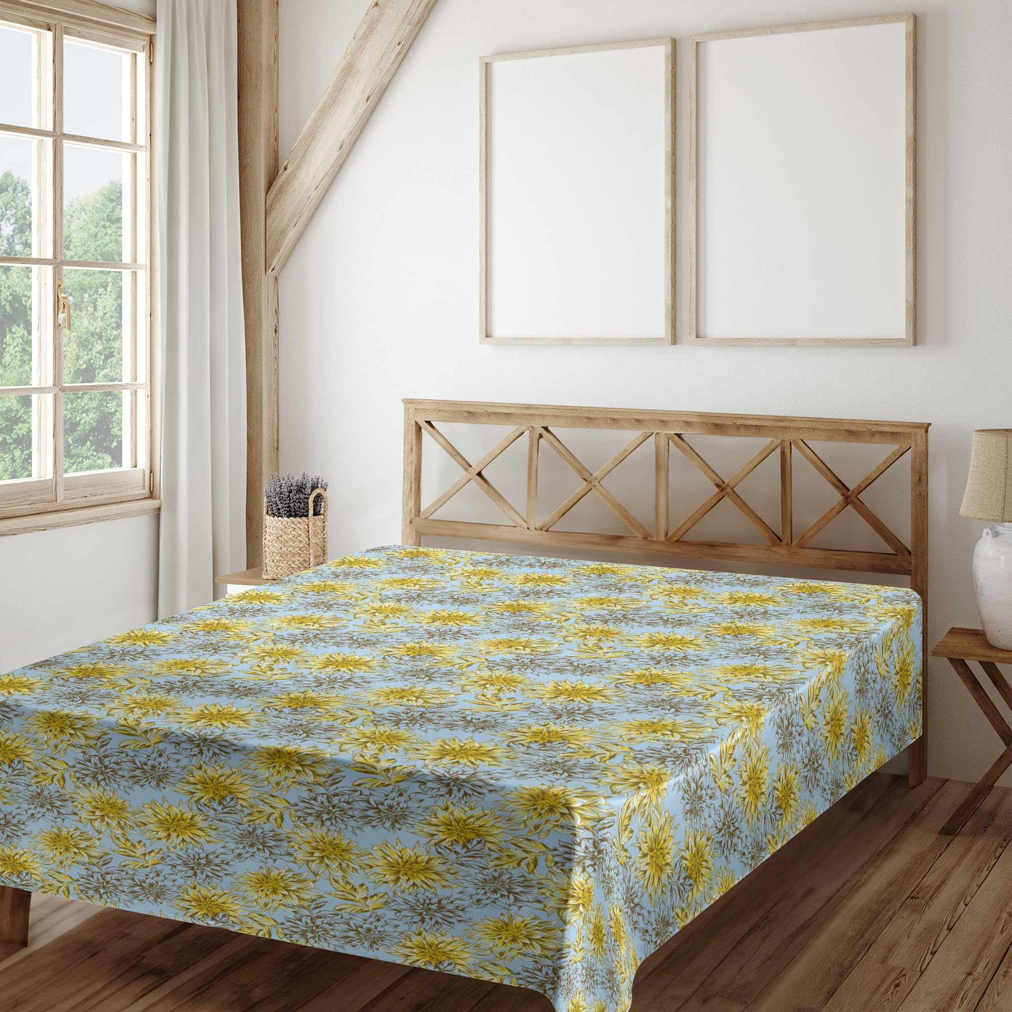 Ambesonne Floral Flat Sheet - Full Size, Soft & Comfortable for Cozy Bedding