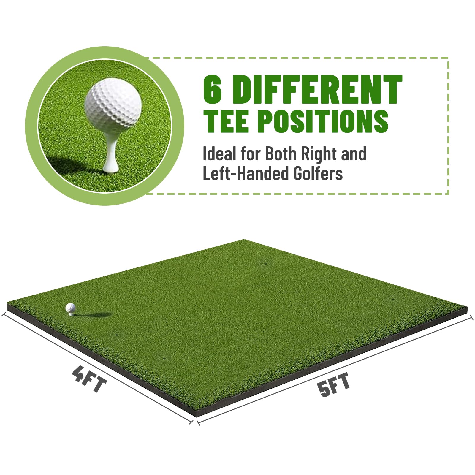 Premium 5x4ft Foldable Golf Hitting Practice Mat for Indoor & Outdoor Training - Includes 9 Golf Balls & 7 Tees - Perfect for Golf Enthusiasts & Beginners - Ideal for Home, Backyard, Driving Range & Golf Simulator Practice
