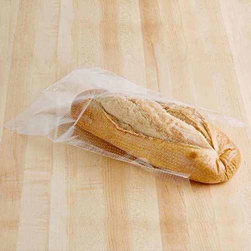 Lesibag 8 x 12 Inch Micro Perforated Bread Bags - 100 Clear Plastic Bakery Bags with Free Twist Ties - Perfect for Homemade Bread, Buns, Cookies & Pastries - Ideal for Bakery Storage, Gifting & Freshness Preservation