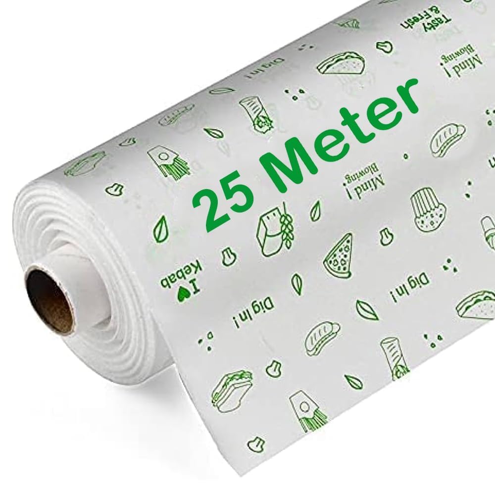 KARRON 100% Food Grade Butter Paper Roll 25M - Non-Stick Baking Parchment Paper for Roti Wrapping, Cookies, Cakes & Pastries - Perfect for Home Baking & Restaurant Use