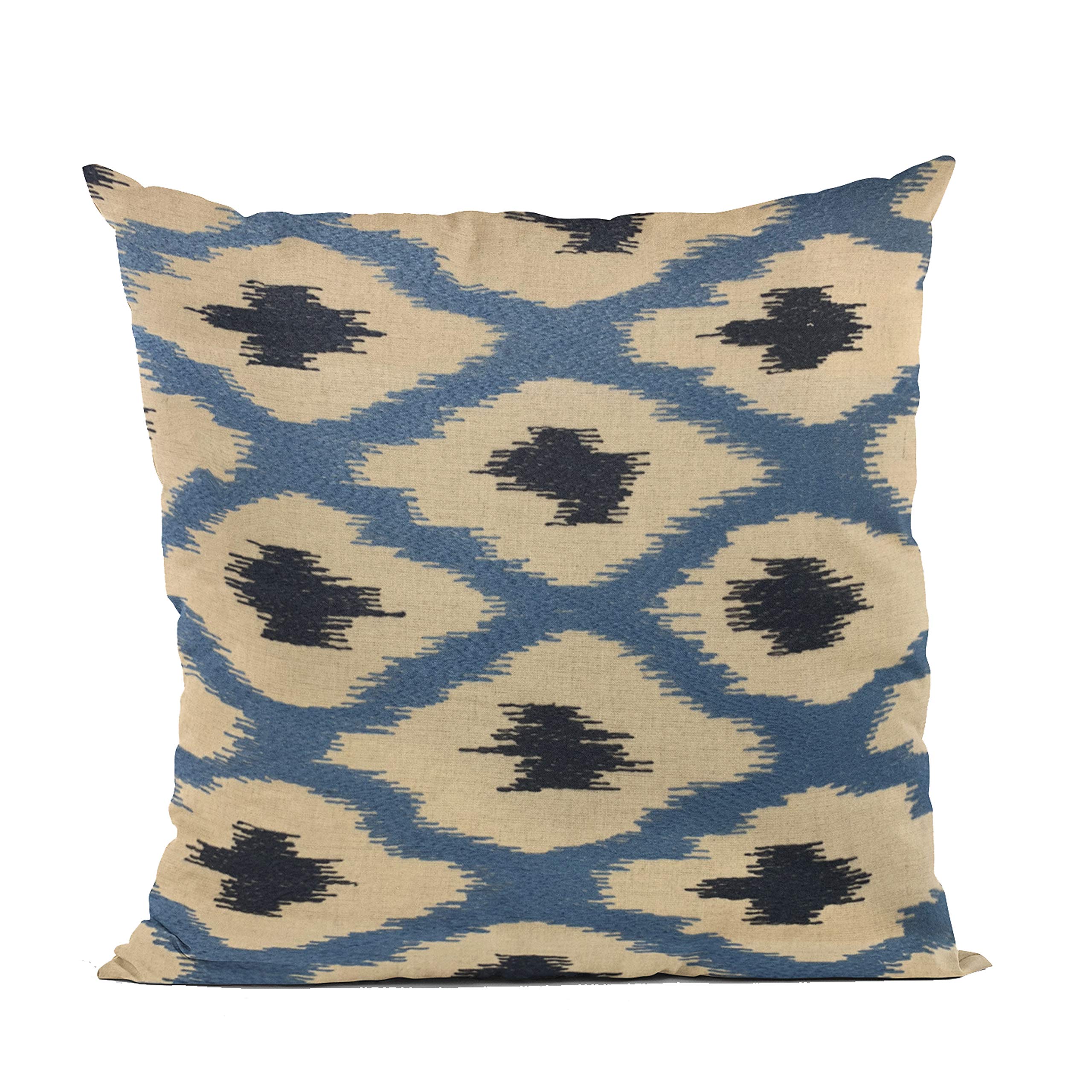 Luxury Blue Plutus Stitched Dot Throw Pillow 16x16 Inches - Double Sided Decorative Cushion for Sofa, Bed & Home Decor