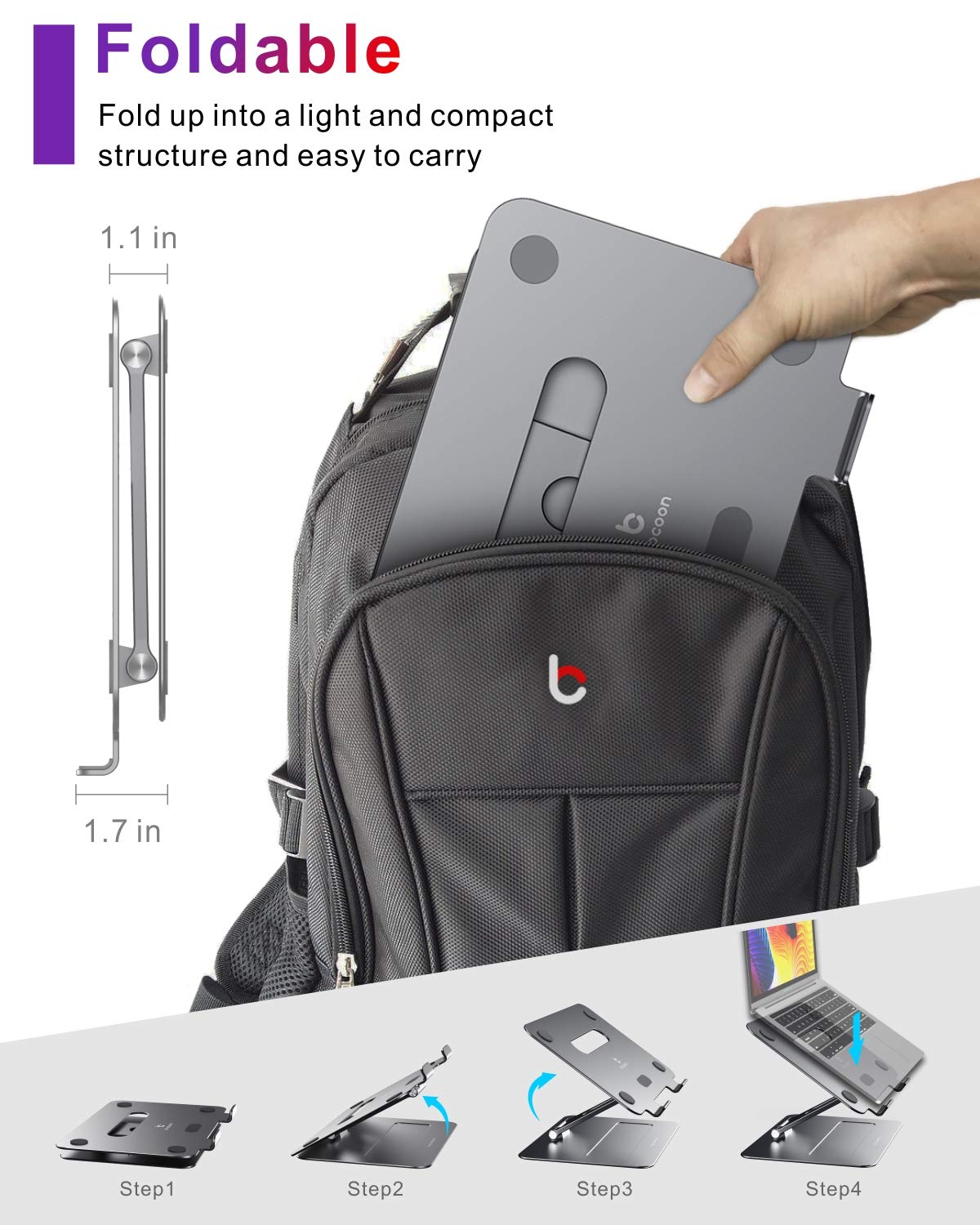 Ergonomic Adjustable Aluminum Laptop Stand for MacBook & 10-17
