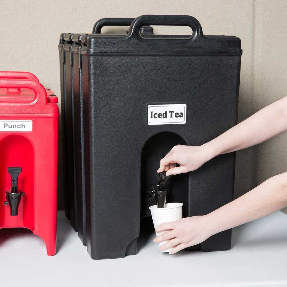 Cambro 1000LCD110 11.75 Gallon Camtainer Black Beverage Dispenser - Perfect for Restaurants, Catering & Large Events