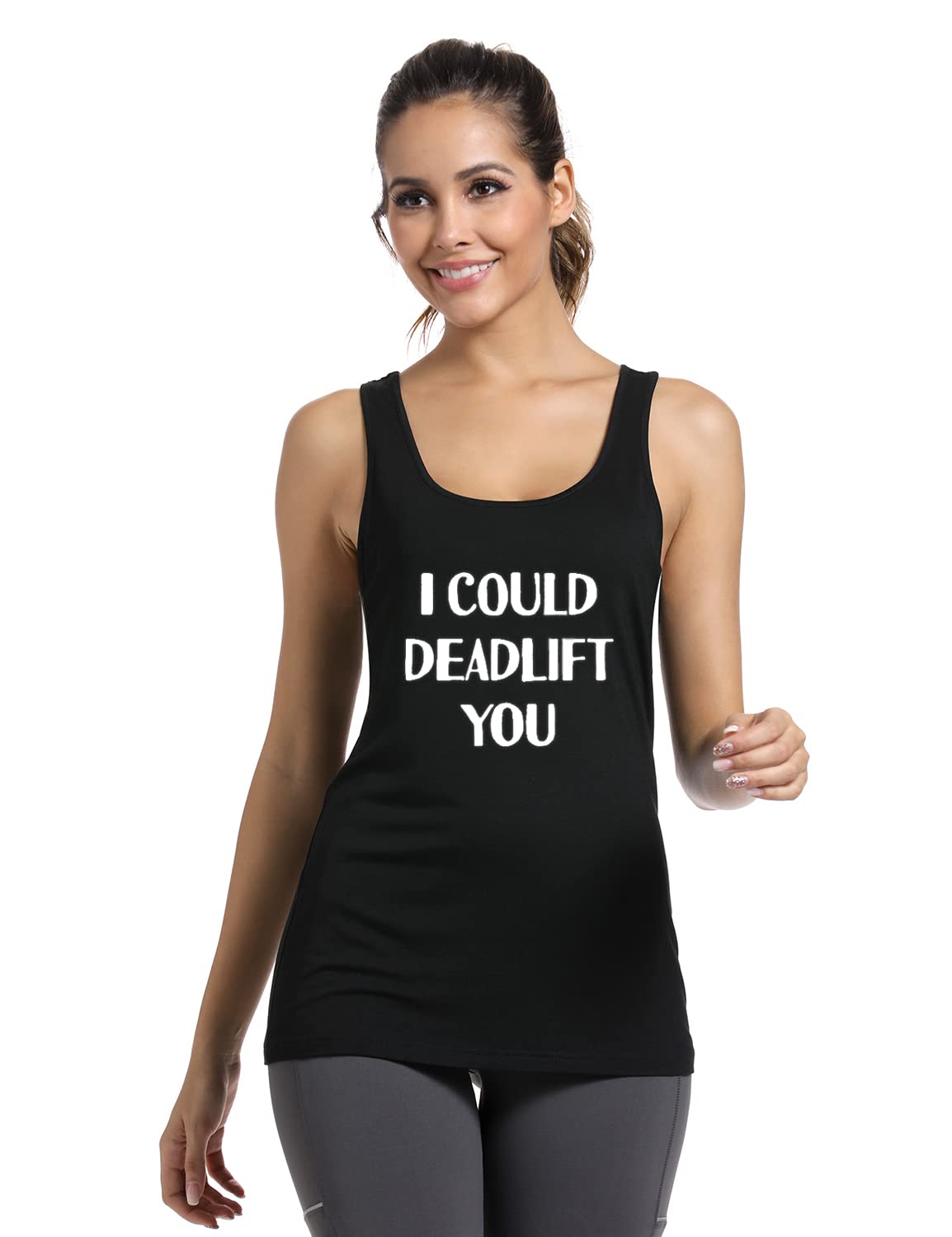 Funny Women's Workout Tank Top - 'I Could Deadlift You' Gym Racerback Sleeveless Shirt for Fitness & Weightlifting | Perfect for Gym, CrossFit & Casual Wear