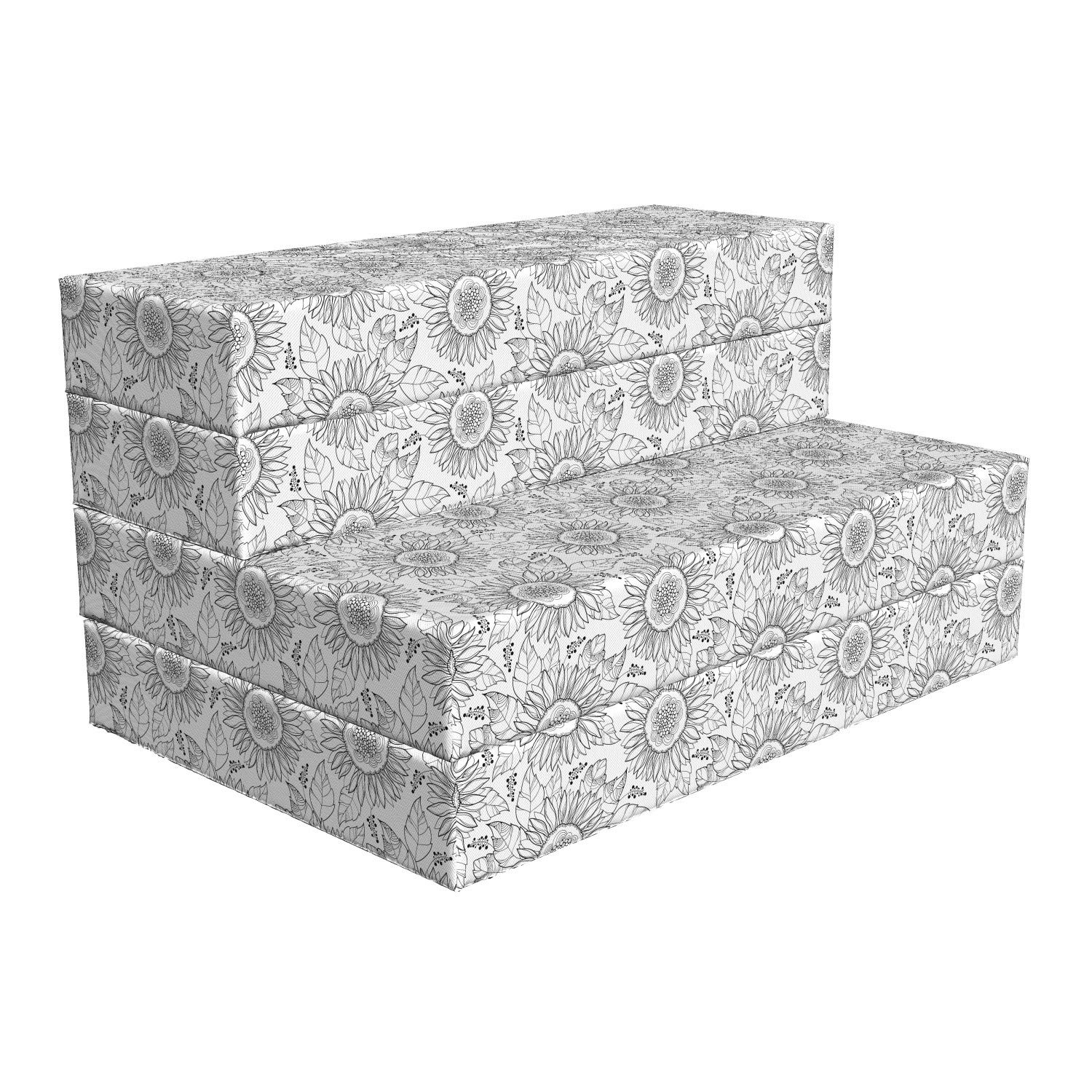 Ambesonne Floral Foldable Mattress - Sketchy Sunflowers Pattern, 74.8