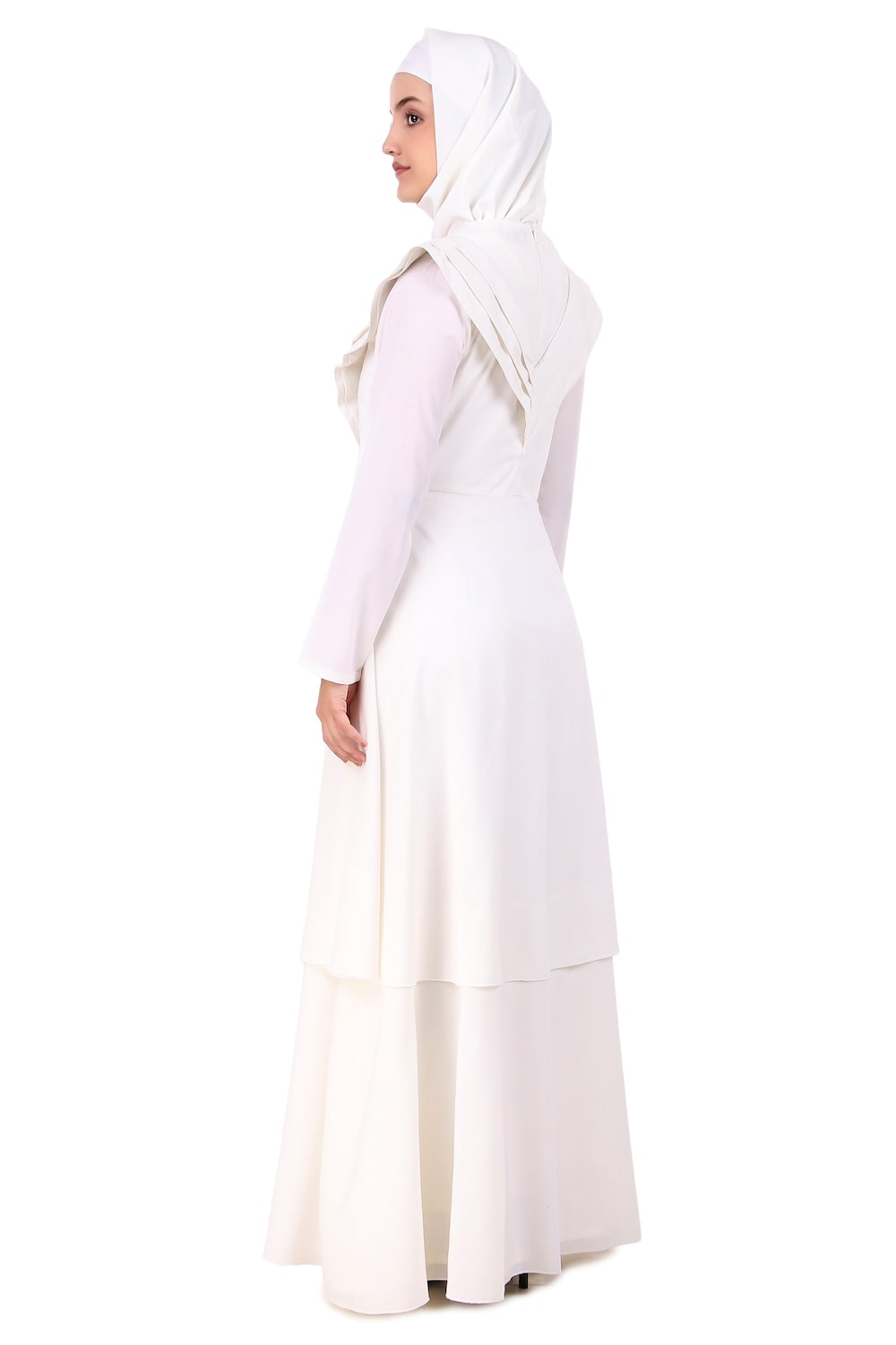 Elegant Designer Royal Look White Abaya for Women - Modest Islamic Dress for Prayer, Wedding & Special Occasions