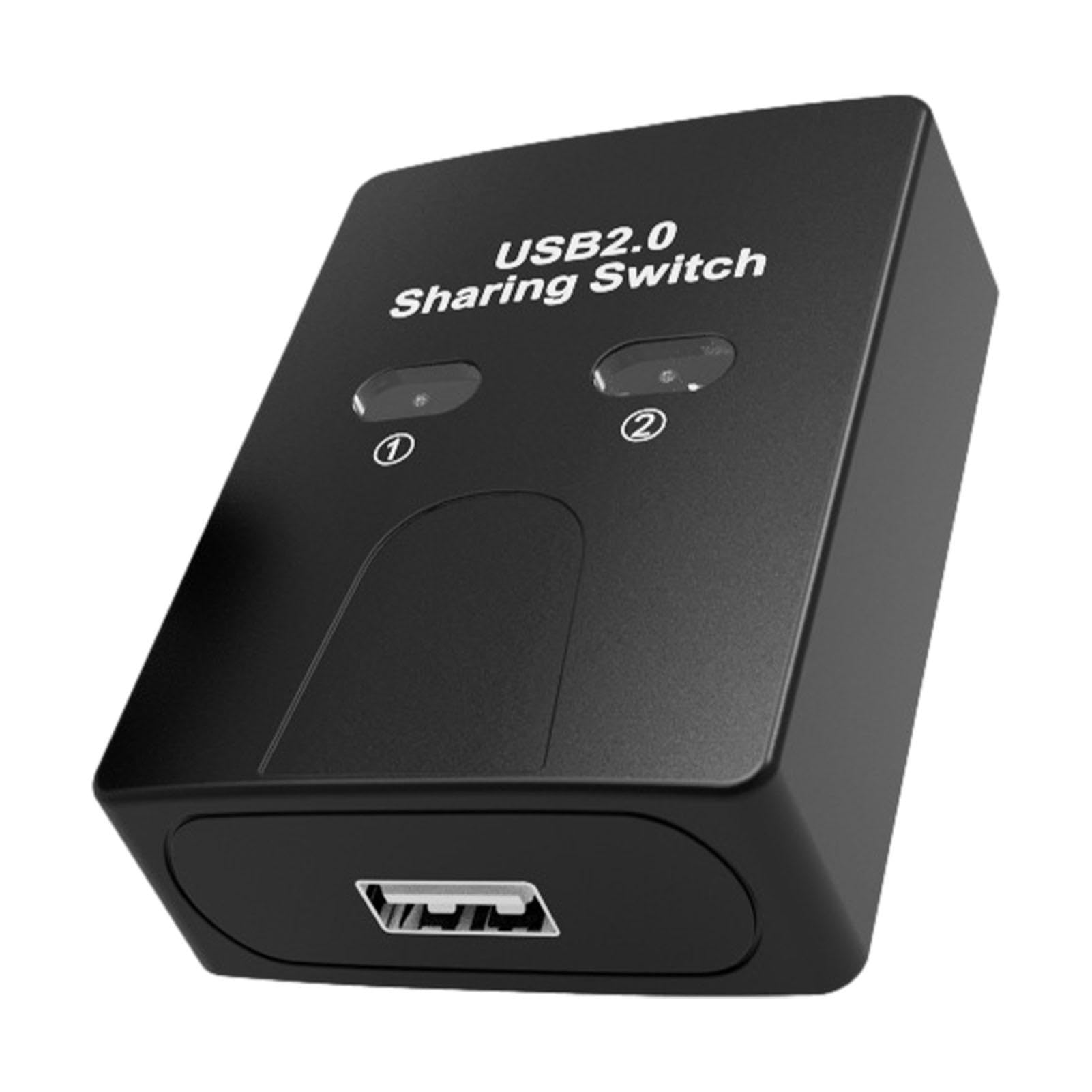 2-Port USB Printer Sharing Switch - ABS USB 2.0 Hub for Keyboard, Mouse & Peripherals | 2-in-1 Out KVM Switch Box for Home & Office Workspace Setup | Perfect for Multi-Device Printing & Computer Accessories Sharing