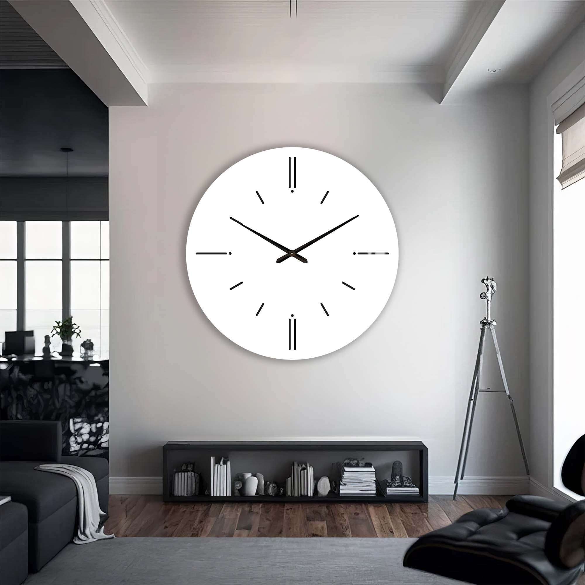 Minimalist White Glass Wall Clock - Modern Home & Office Decor - Perfect for Living Room, Bedroom, and Kitchen