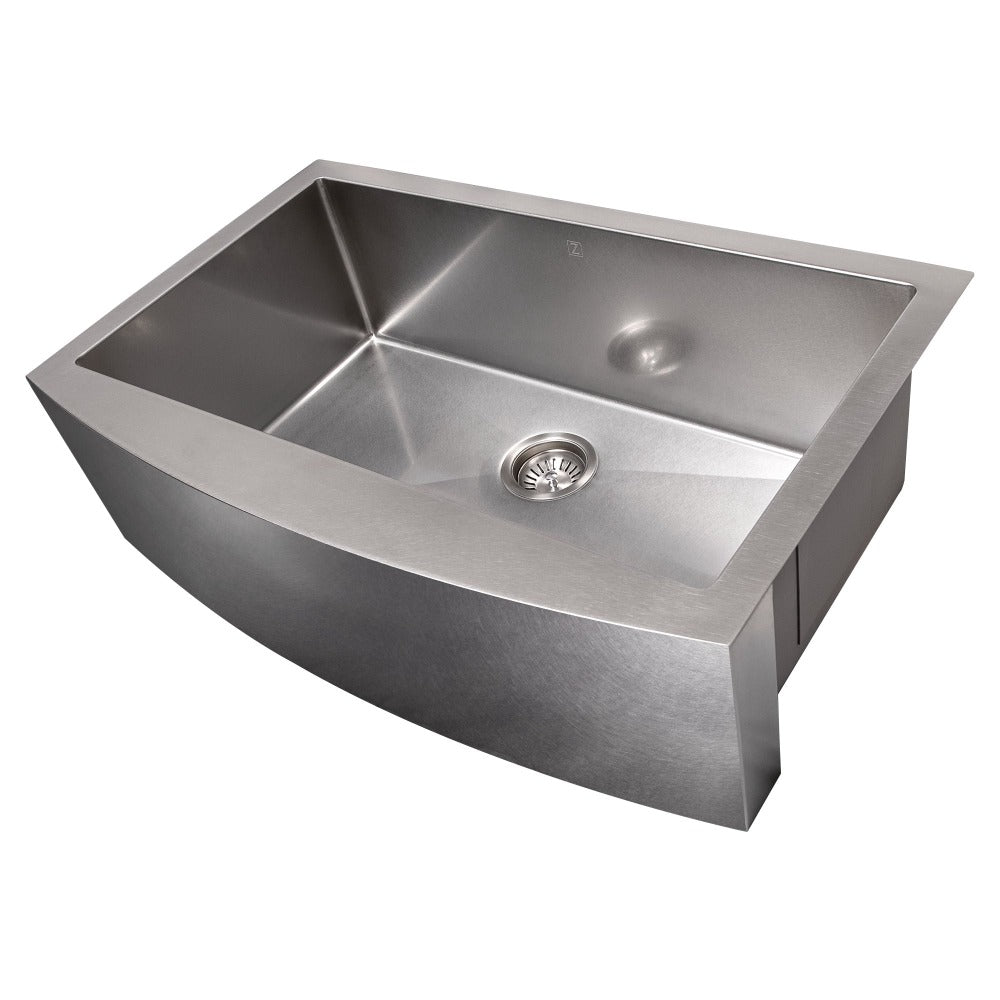 ZLINE Vail 33-Inch Farmhouse Apron Front Stainless Steel Single Bowl Kitchen Sink with Bottom Grid (SAS 33) - Perfect for Rustic & Modern Farmhouse Kitchens, DIY Installations, and Heavy-Duty Cooking